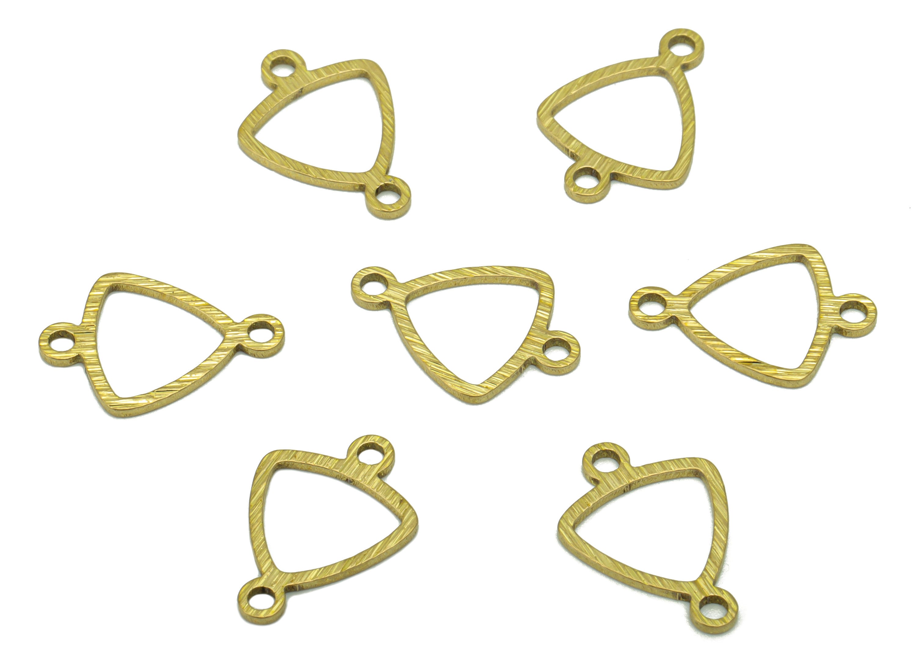 Brass Triangle Earring Connector - Raw Brass Textured Charm - Bracelet Connector - Jewellery Supplies - 14 x 9x0.81mm - PP8397 - DOMEDBAZAAR