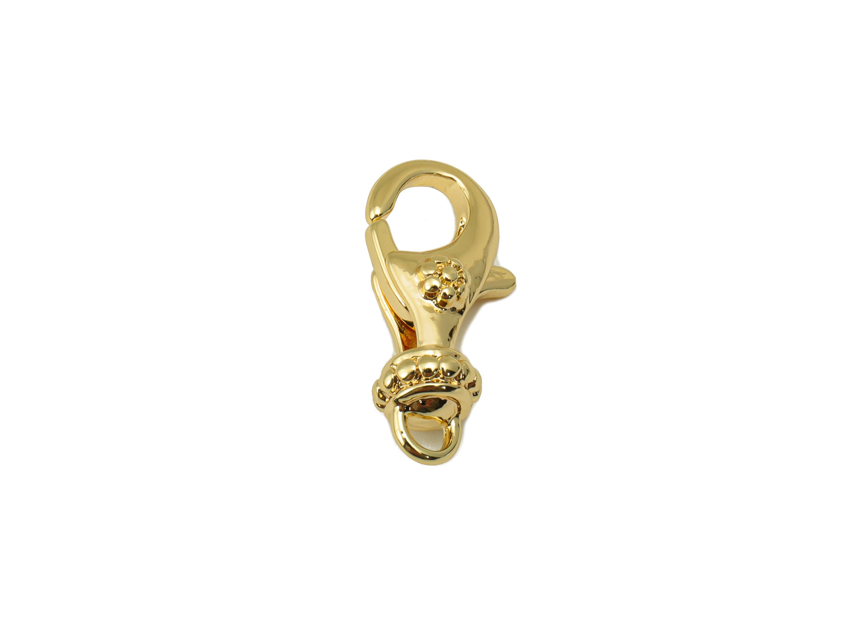 Brass Lobster Clasp - Brass Rose Dot Clasp -Gold Flower Clasp - For Necklace - For Bracelet- 18K Real Gold Plated - 19.87x9x6.45mm - RGP6359 - DOMEDBAZAAR