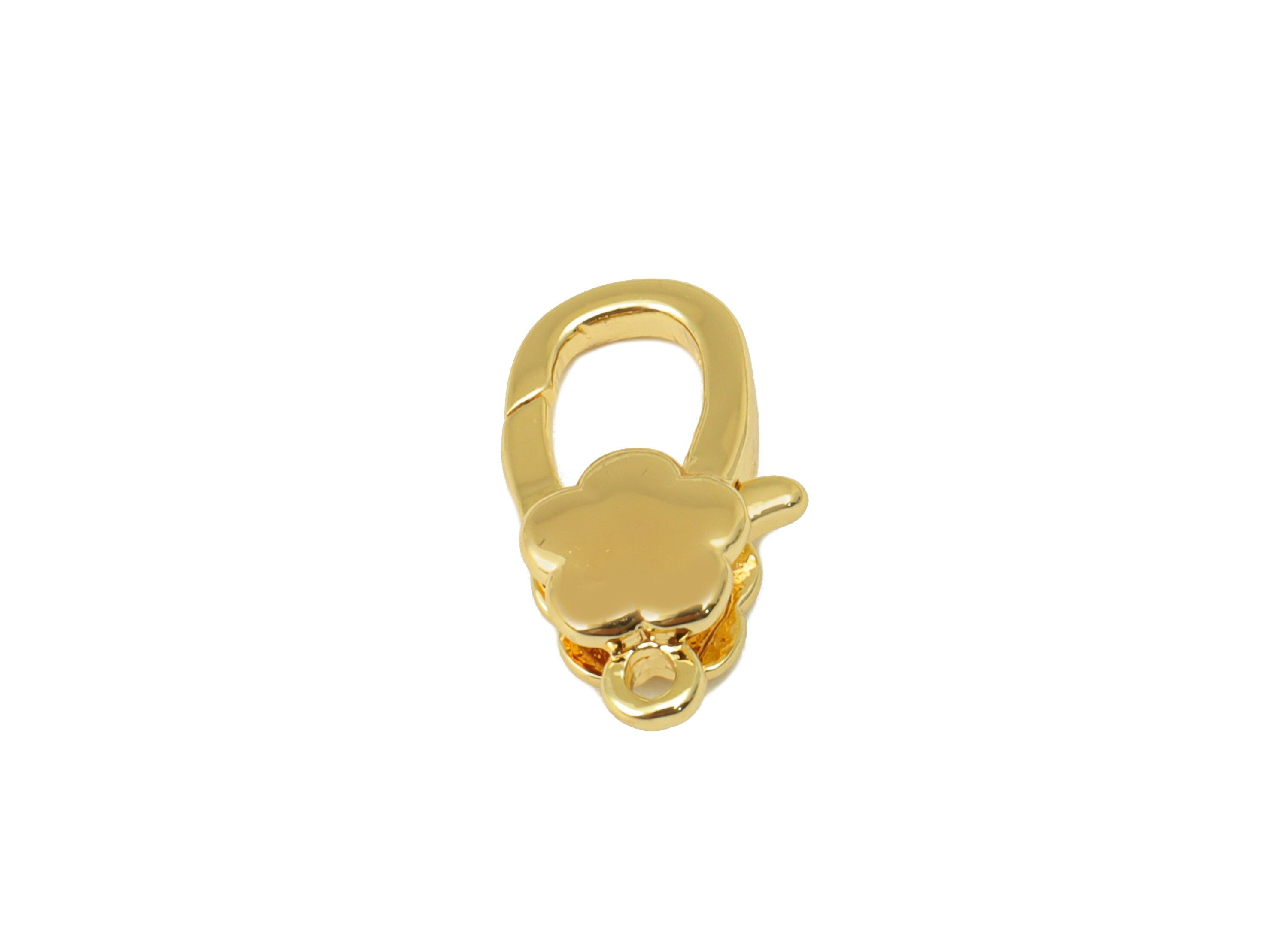 Brass Lobster Clasp - Brass Rose Dot Clasp -Gold Flower Clasp - For Necklace - For Bracelet- 18K Real Gold Plated - 14.27x7.8x3.6mm- RGP6384 - DOMEDBAZAAR