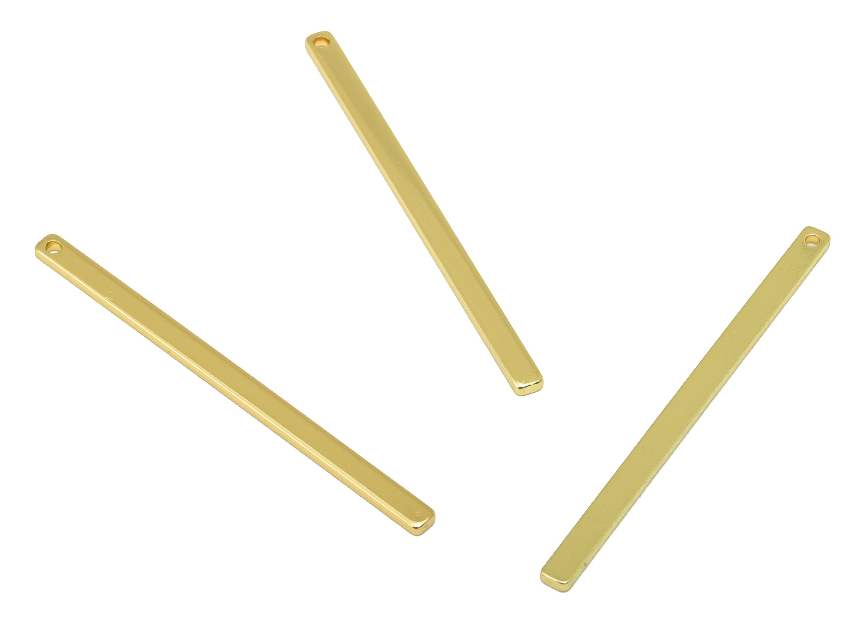 Brass Strip Charm - Gold Long Bar Earring Charm - Brass Strip Earring Charm -Earring Findings - 18k Real Gold Plated - 47x2.68x1mm- RGP6436 - DOMEDBAZAAR