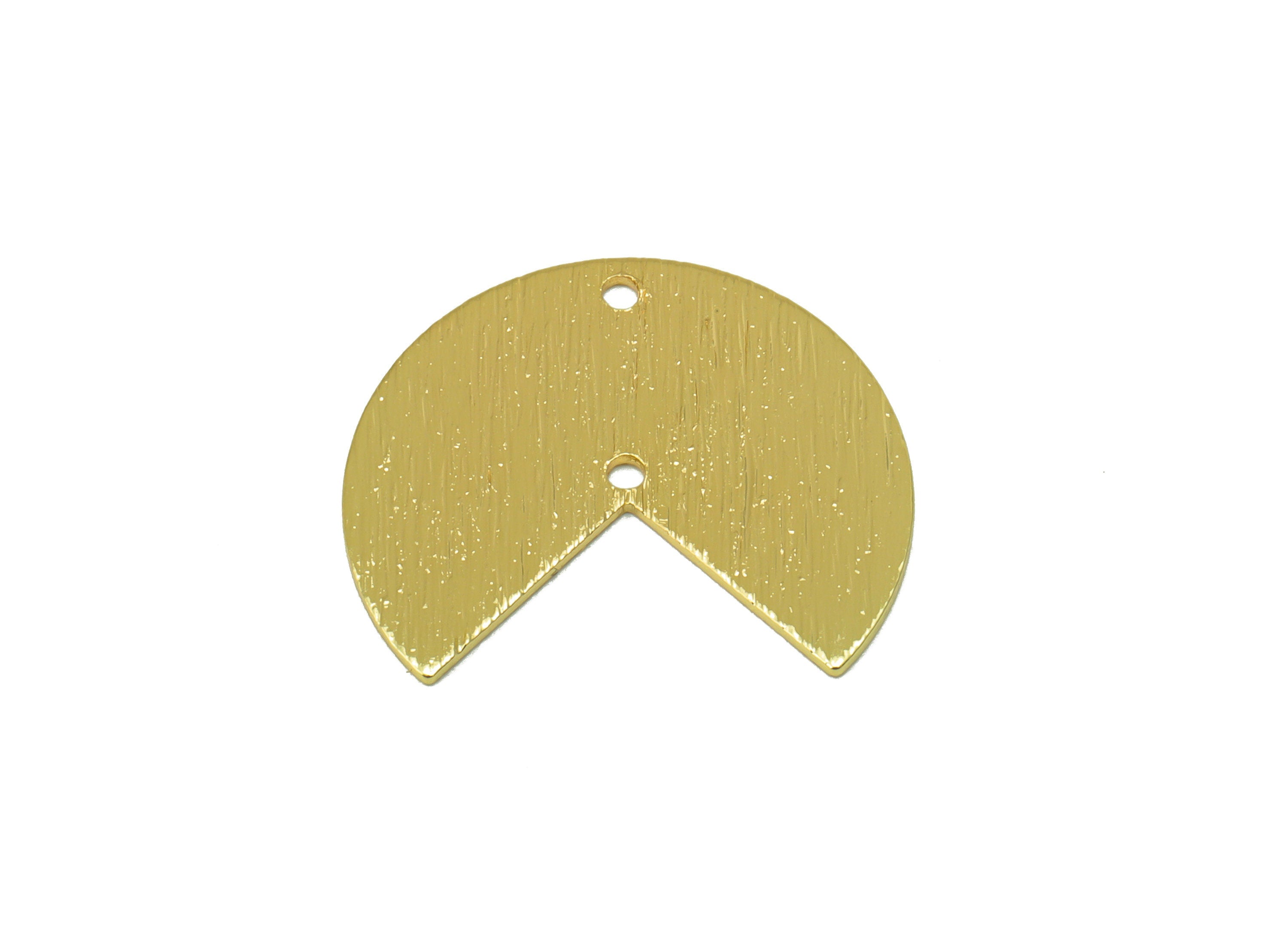 Brass Pie Connector - Brass Three Quarter Charm - Gold Three Quarter Textured Charm - 18k Real Gold Plated - 20.08 x 16.99 x 0.61mm- RGP6438 - DOMEDBAZAAR