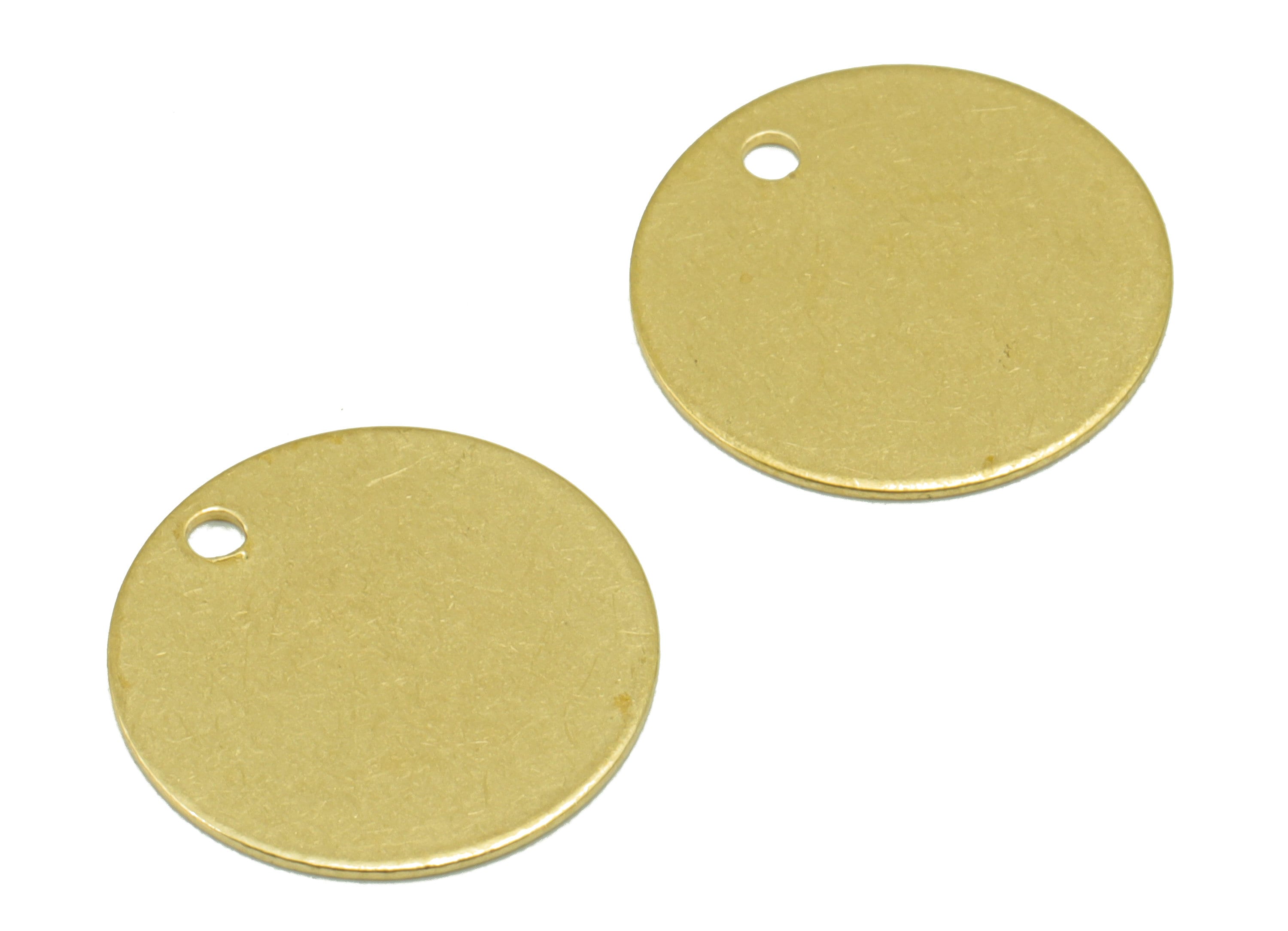 Brass Round Charm - Raw Brass Circle Pendant - Stamping Blank Earring Charm - For Necklace -For Bracelet -14.04x14 x 0.5mm- PP8593 - DOMEDBAZAAR