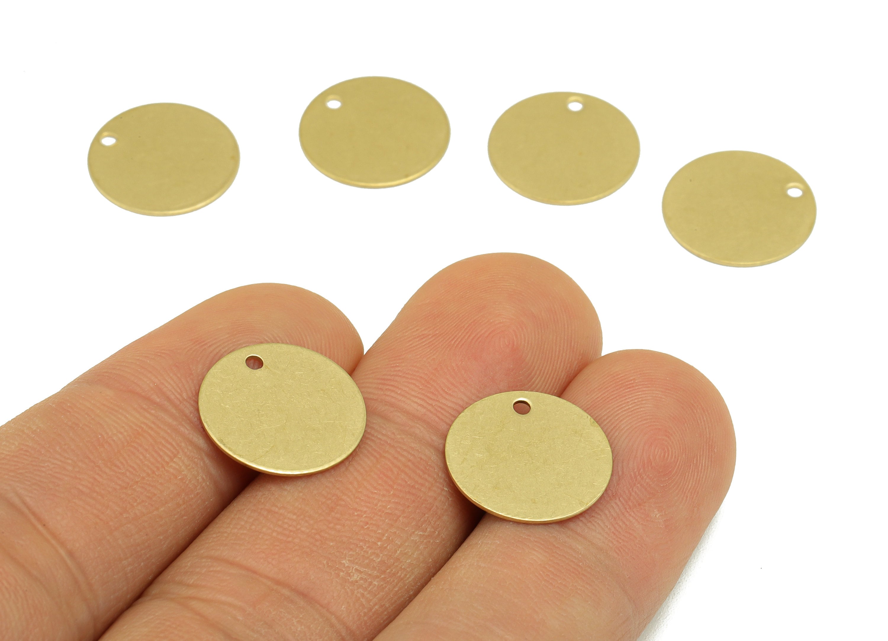 Brass Round Charm - Raw Brass Circle Pendant - Stamping Blank Earring Charm - For Necklace -For Bracelet -14.04x14 x 0.5mm- PP8593 - DOMEDBAZAAR