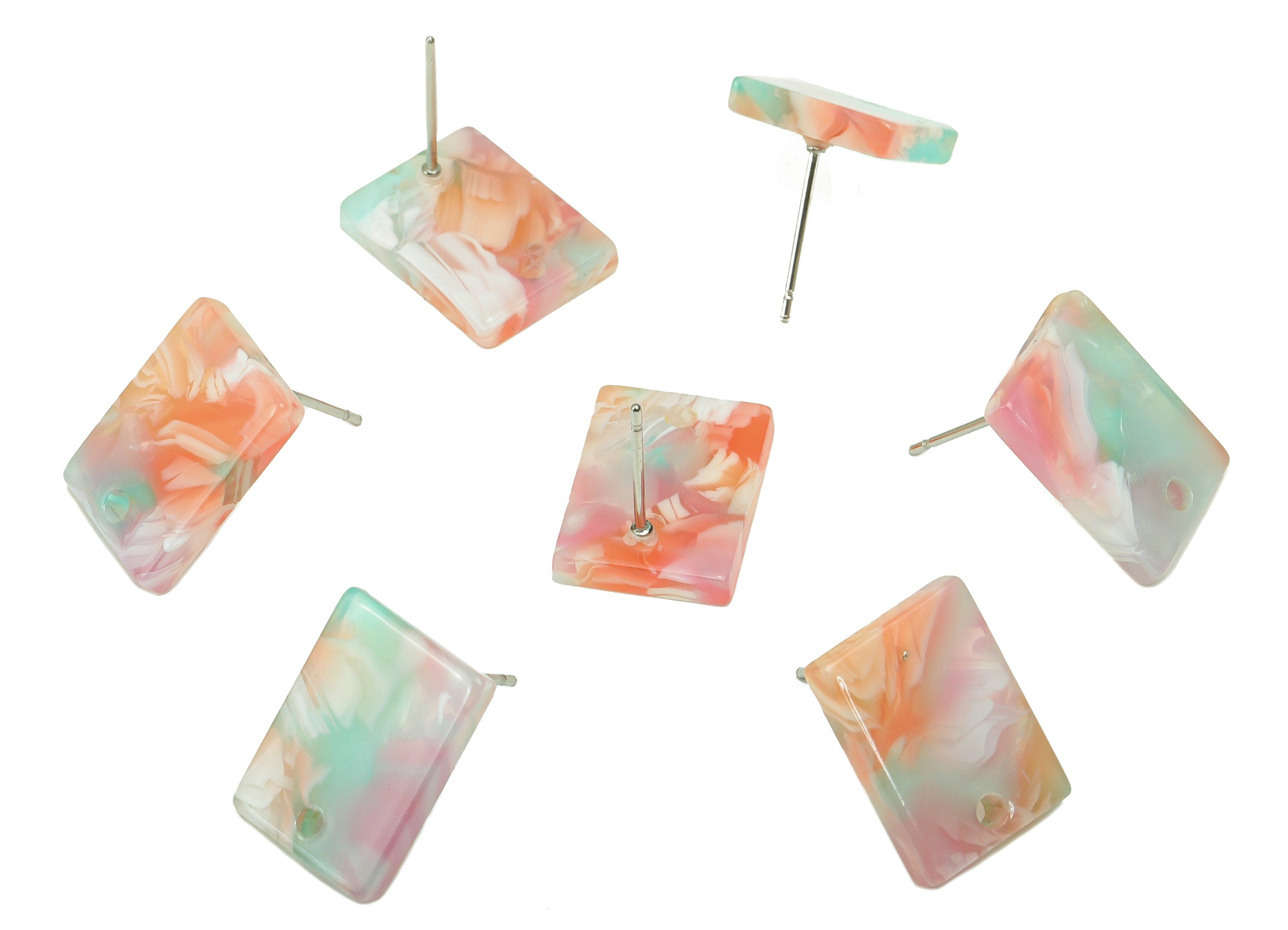 Acrylic Rectangle Earring Stud - Acrylic Summer Earring Post - Surgical Stud - Jewelry Supplies - Color Code: A913- 15x12x3mm - AC1663-A913 - DOMEDBAZAAR