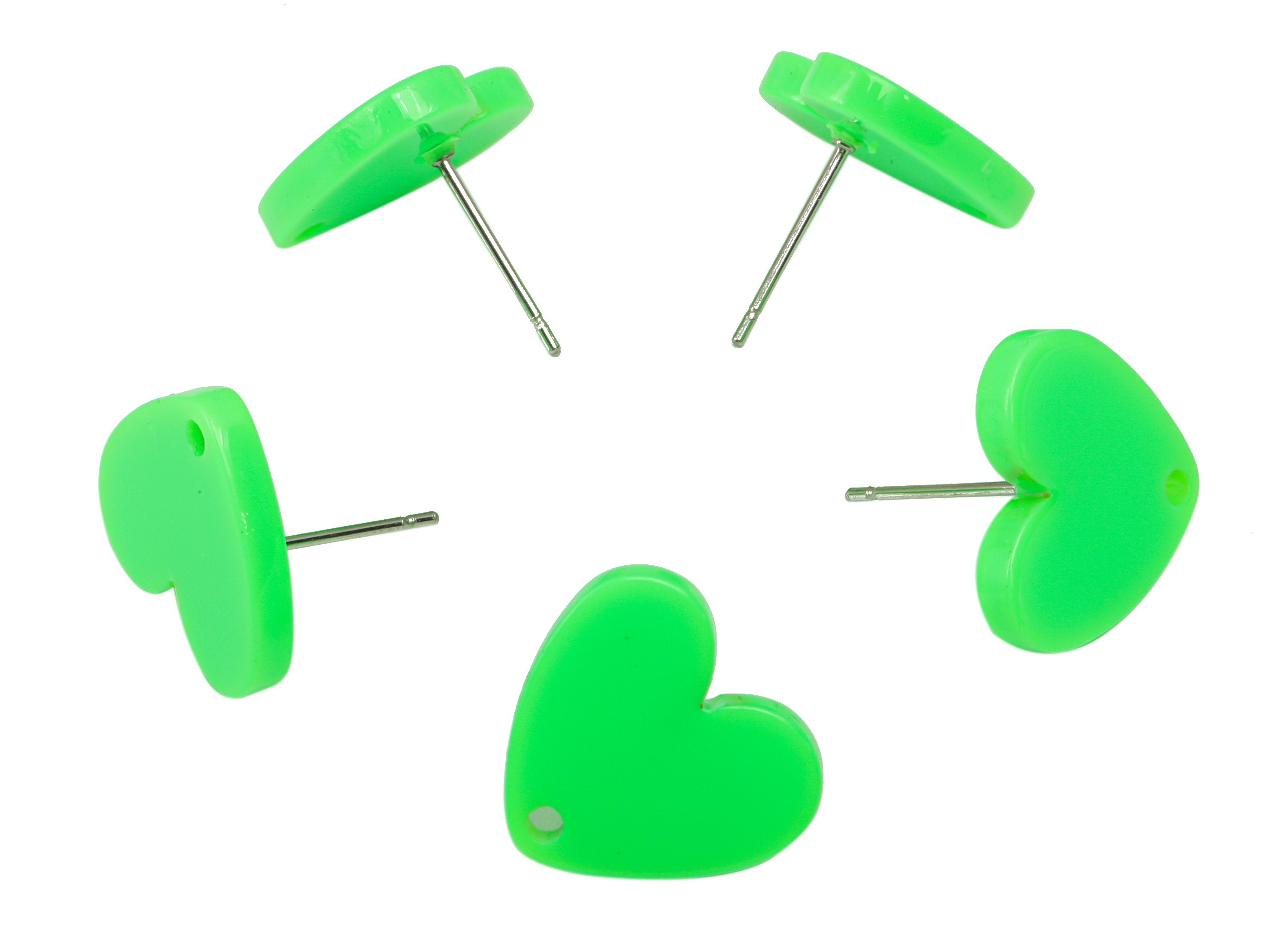 Acrylic Heart Earring Stud – Matte Acrylic Heart Post - 316 Stainless Steel Stud - Light Green -Jewelry Supplies - 17x16x2mm - AC2421-A912 - DOMEDBAZAAR