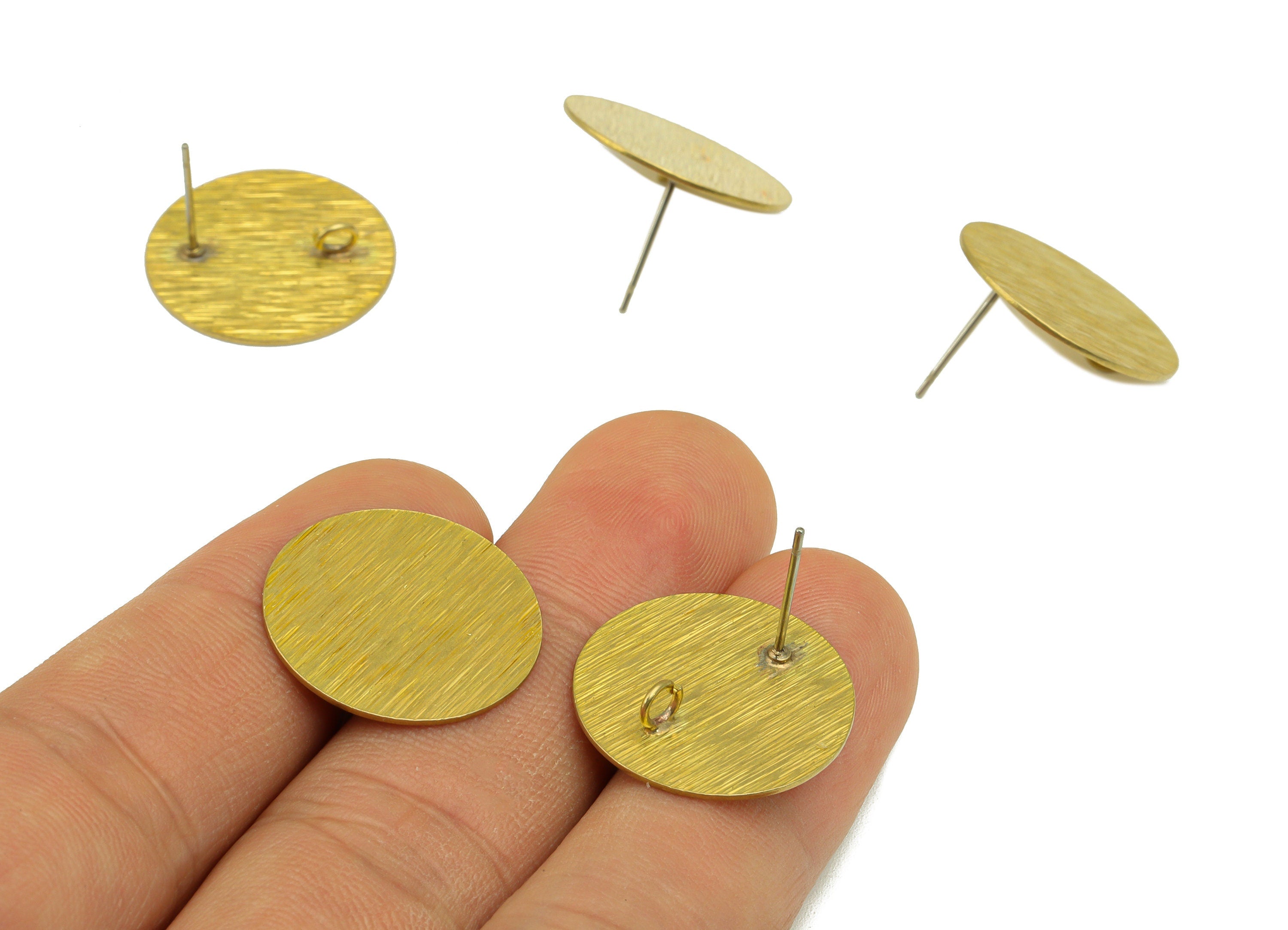 Brass Round Charm - Raw Brass Circle Pendant - Textured Earring Charm with Loop - For Necklace -For Bracelet -21x20x4.36mm- PP8595ST - DOMEDBAZAAR