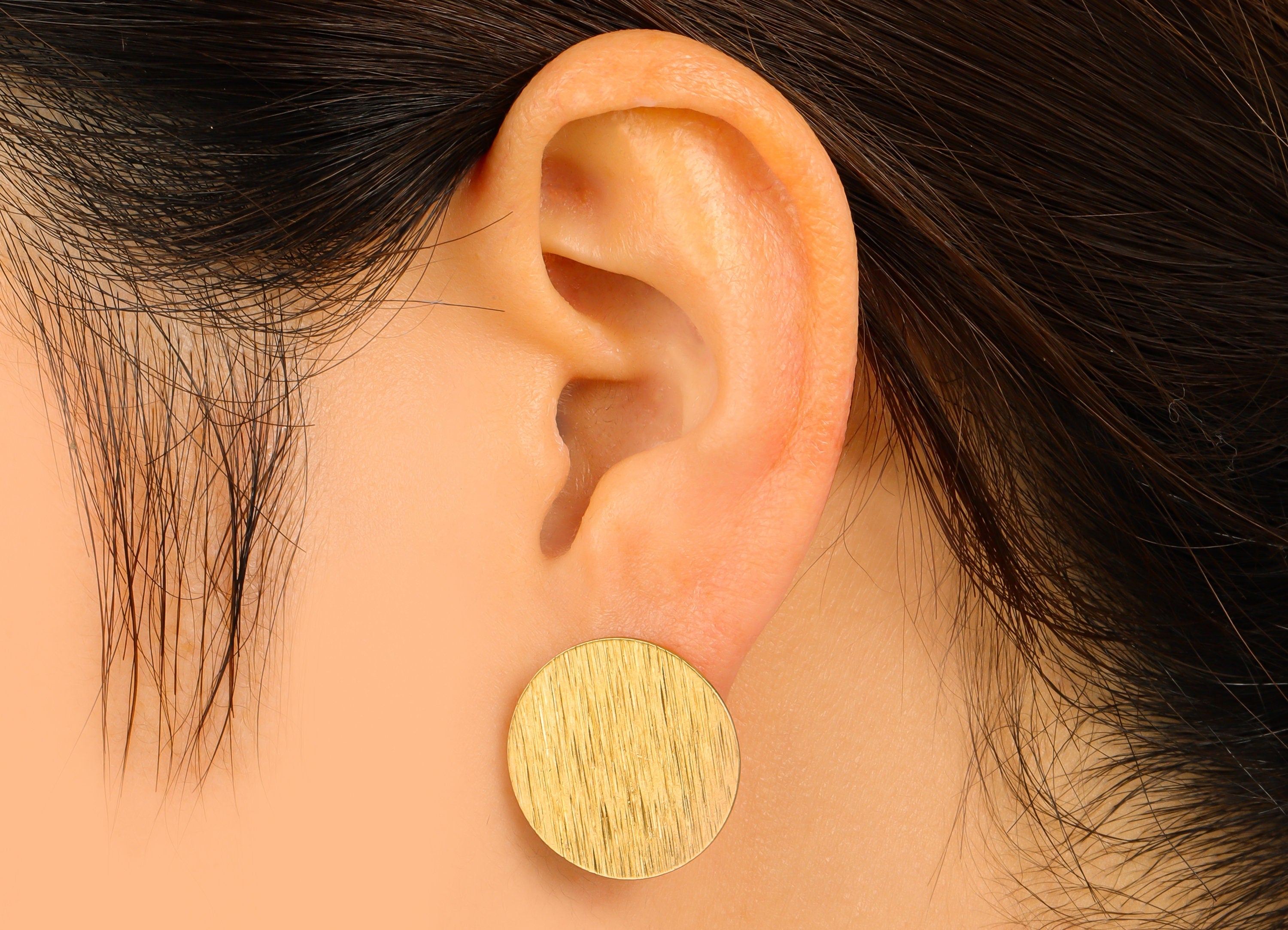 Brass Round Charm - Raw Brass Circle Pendant - Textured Earring Charm with Loop - For Necklace -For Bracelet -21x20x4.36mm- PP8595ST - DOMEDBAZAAR