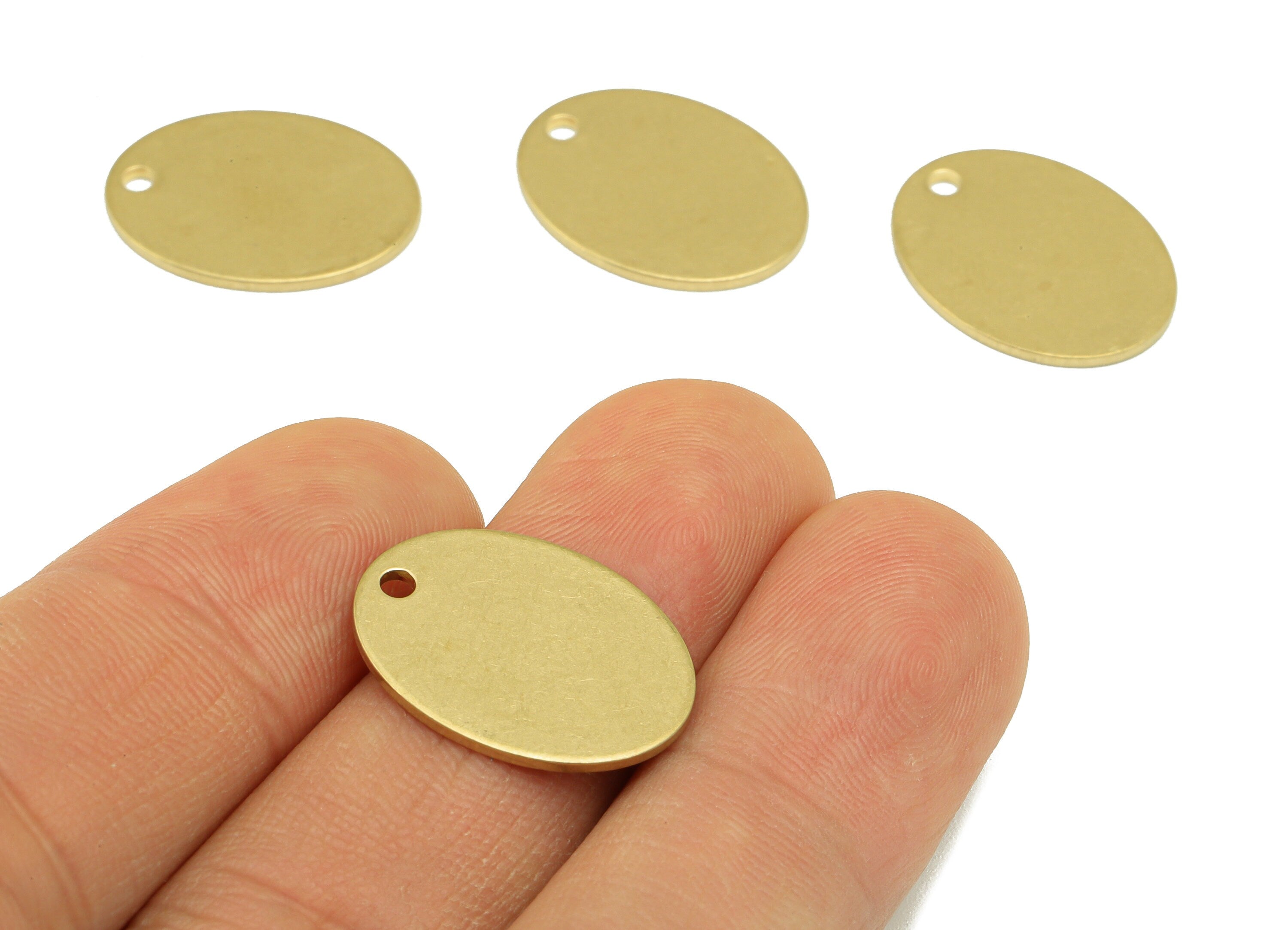 Brass Ellipse Earring Charm - Raw Brass Oval Pendant - Stamping Blank Earring Charm - For Necklace -For Bracelet -19x15.02x 0.98mm- PP8596 - DOMEDBAZAAR