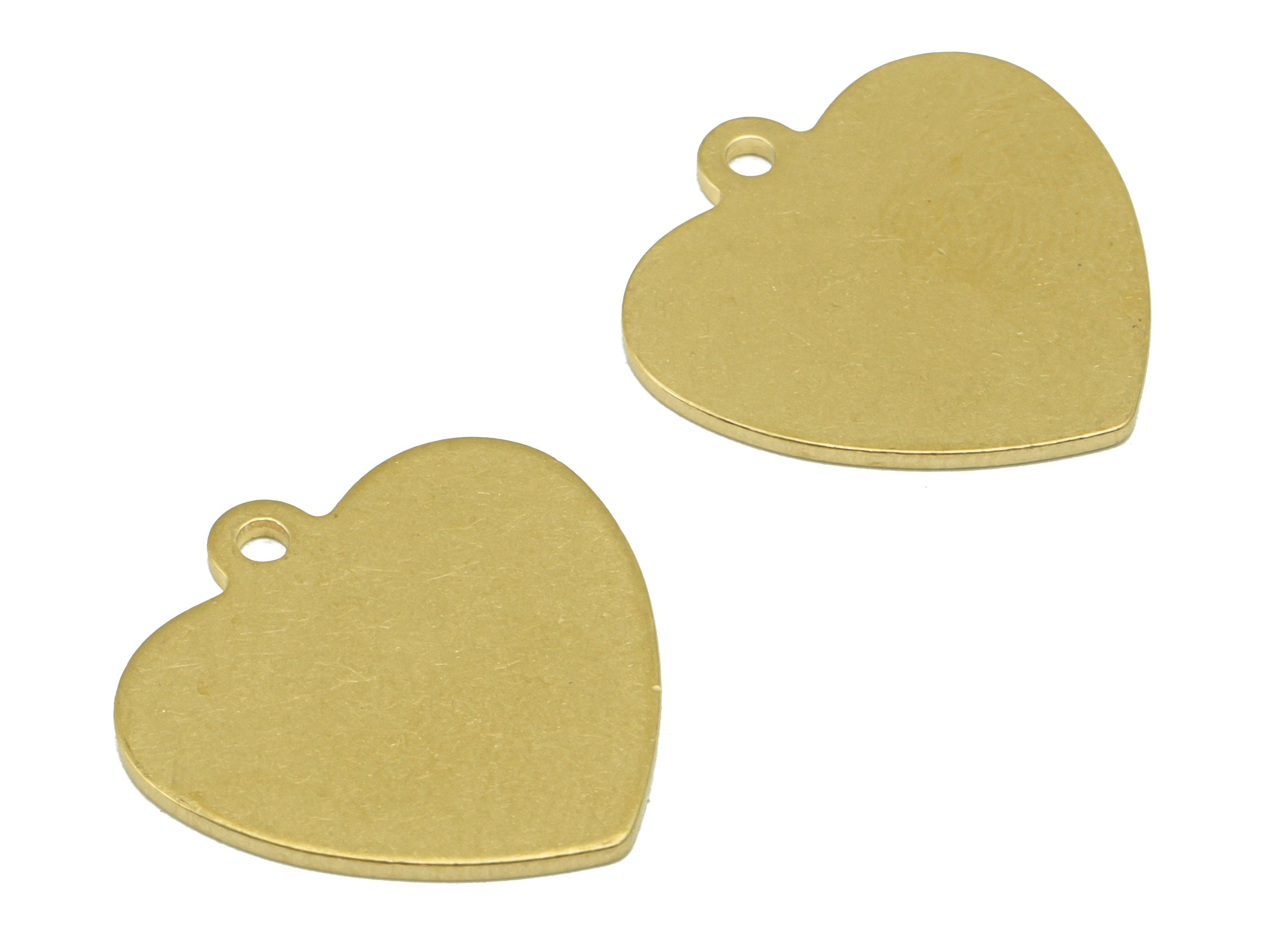 Brass Heart Earring Charm - Raw Brass Heart Pendant - Stamping Blank Earring Charm - For Necklace -For Bracelet -19.95x19.97x0.98mm- PP8598 - DOMEDBAZAAR