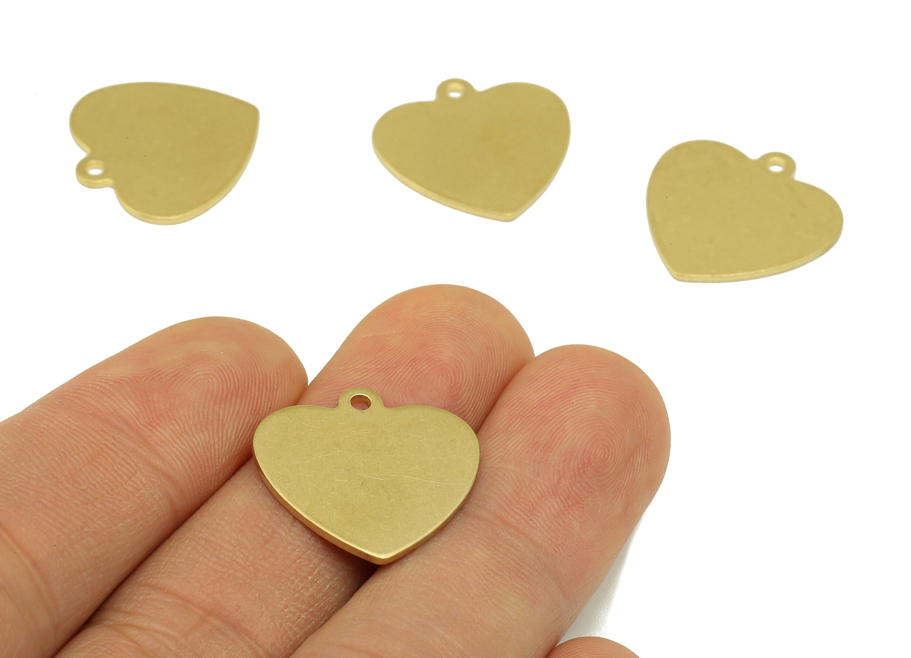 Brass Heart Earring Charm - Raw Brass Heart Pendant - Stamping Blank Earring Charm - For Necklace -For Bracelet -19.95x19.97x0.98mm- PP8598 - DOMEDBAZAAR