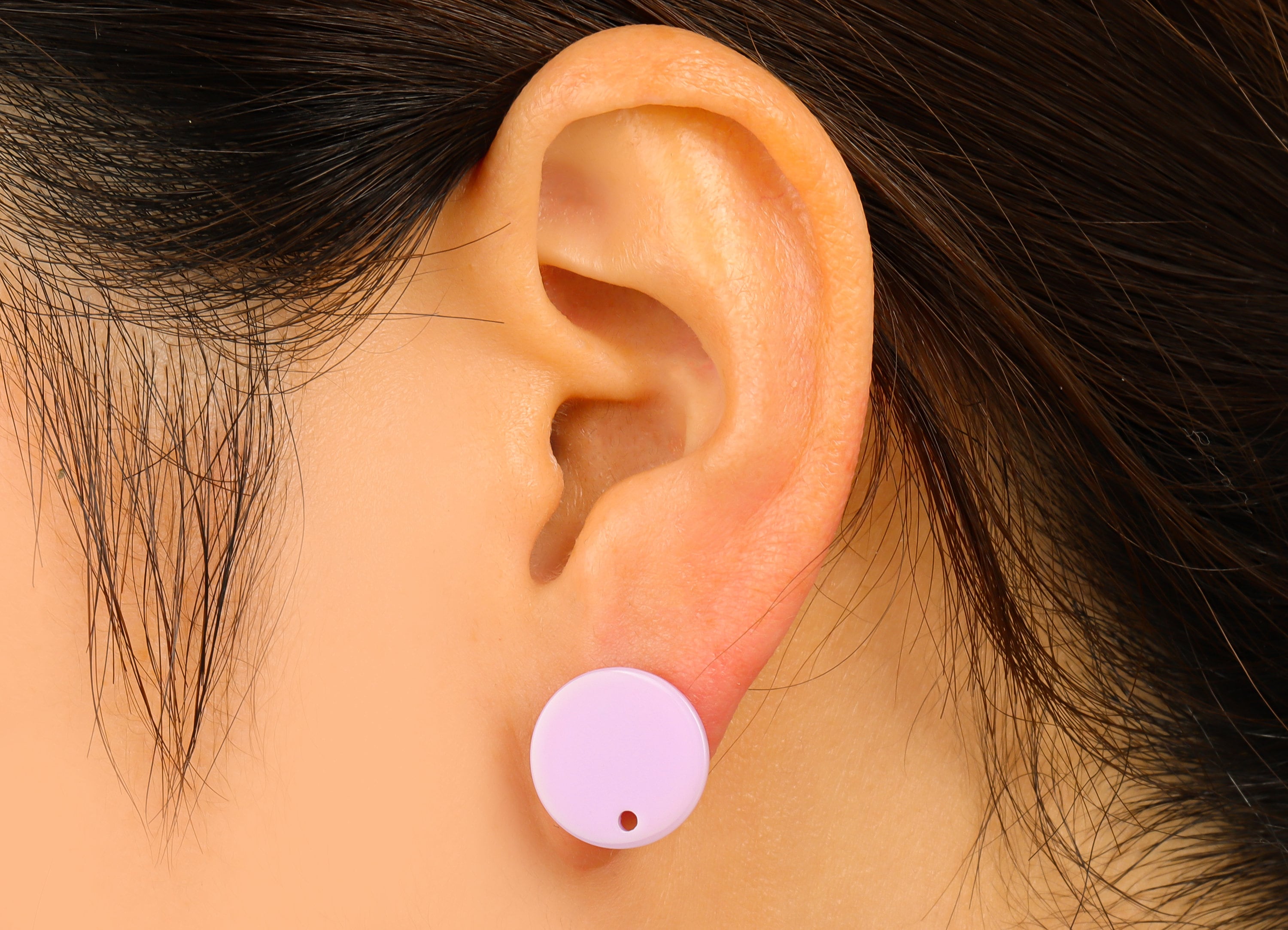 Acrylic Round Earring Stud - Purple Acrylic Round Earrings Post - 316 Stainless Steel Stud- Color Code: A695 - 15x15.04x2.5mm - AC1385-A695 - DOMEDBAZAAR