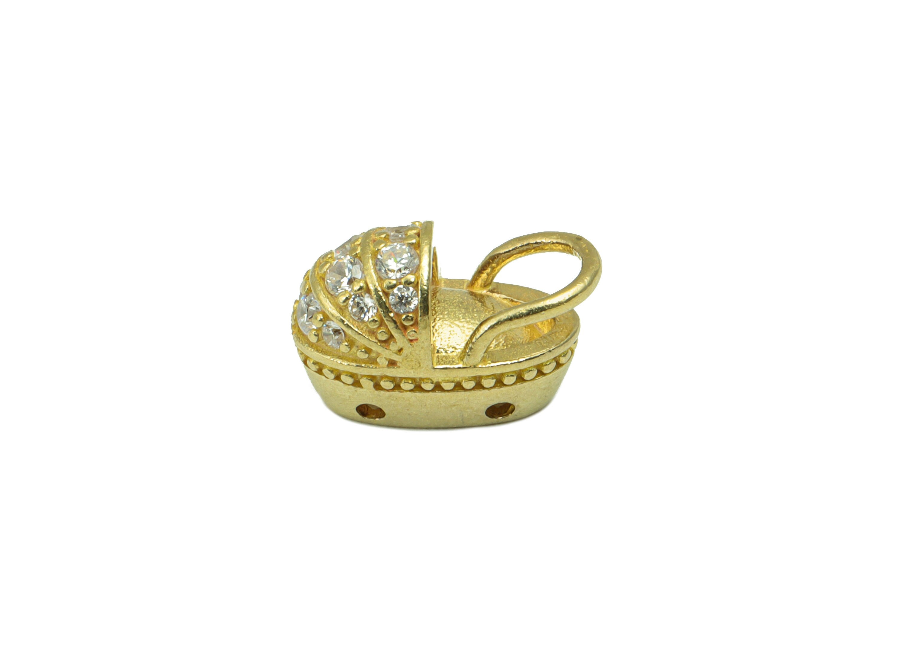 Brass CZ Clog Charm -Raw Brass Bracelet Charm -Cubic Zirconia - For Necklace - For Bracelet -Jewelry supplies-12 x9 x5.38mm-PP8412 - DOMEDBAZAAR