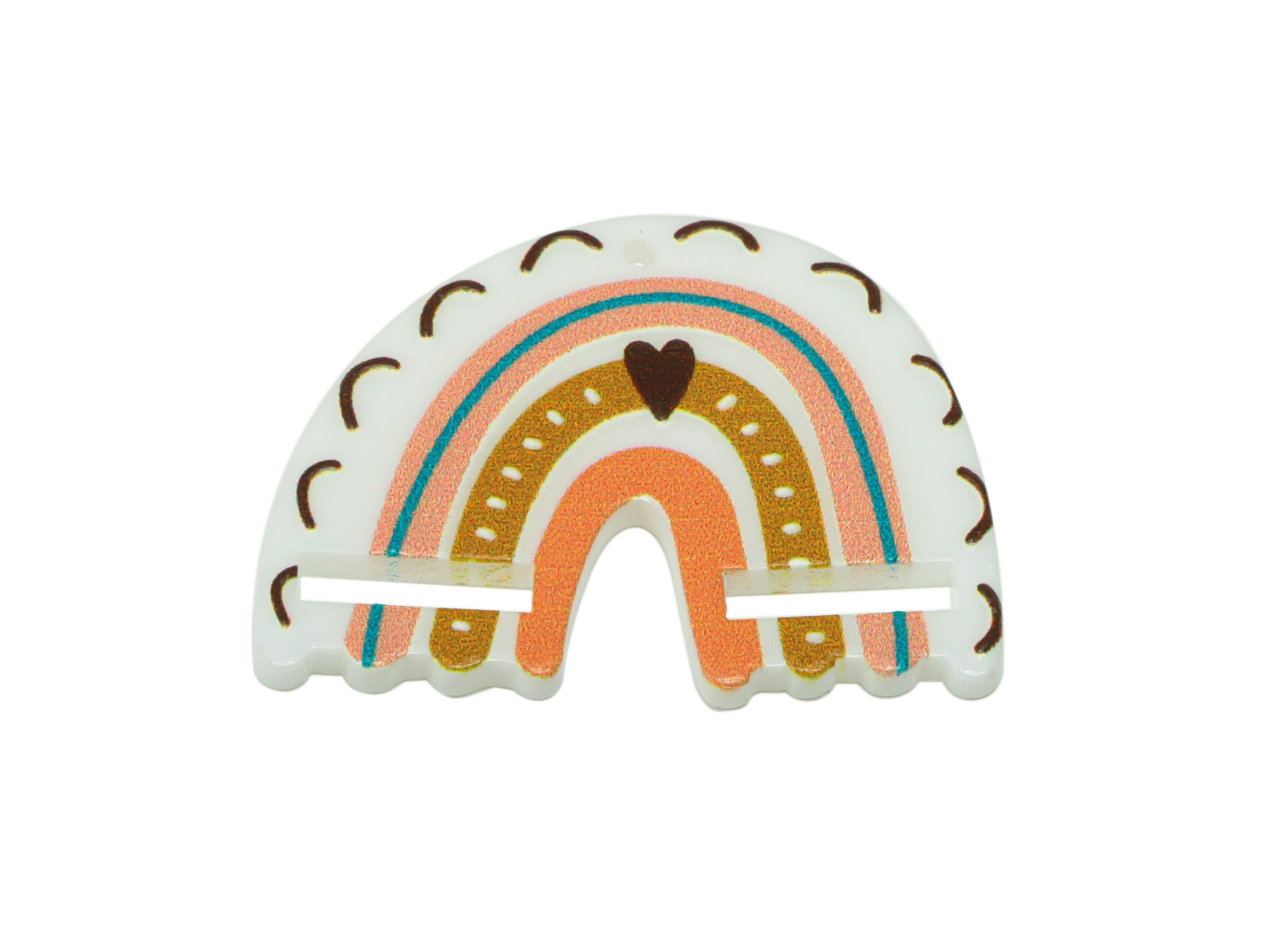 Rainbow Macrame Acrylic Charm - Acrylic Rainbow Earring Charm - Earring Finding - Jewelry Making Supplies - 29.69x 37.6 x 2.48mmmm - AC2588B - DOMEDBAZAAR
