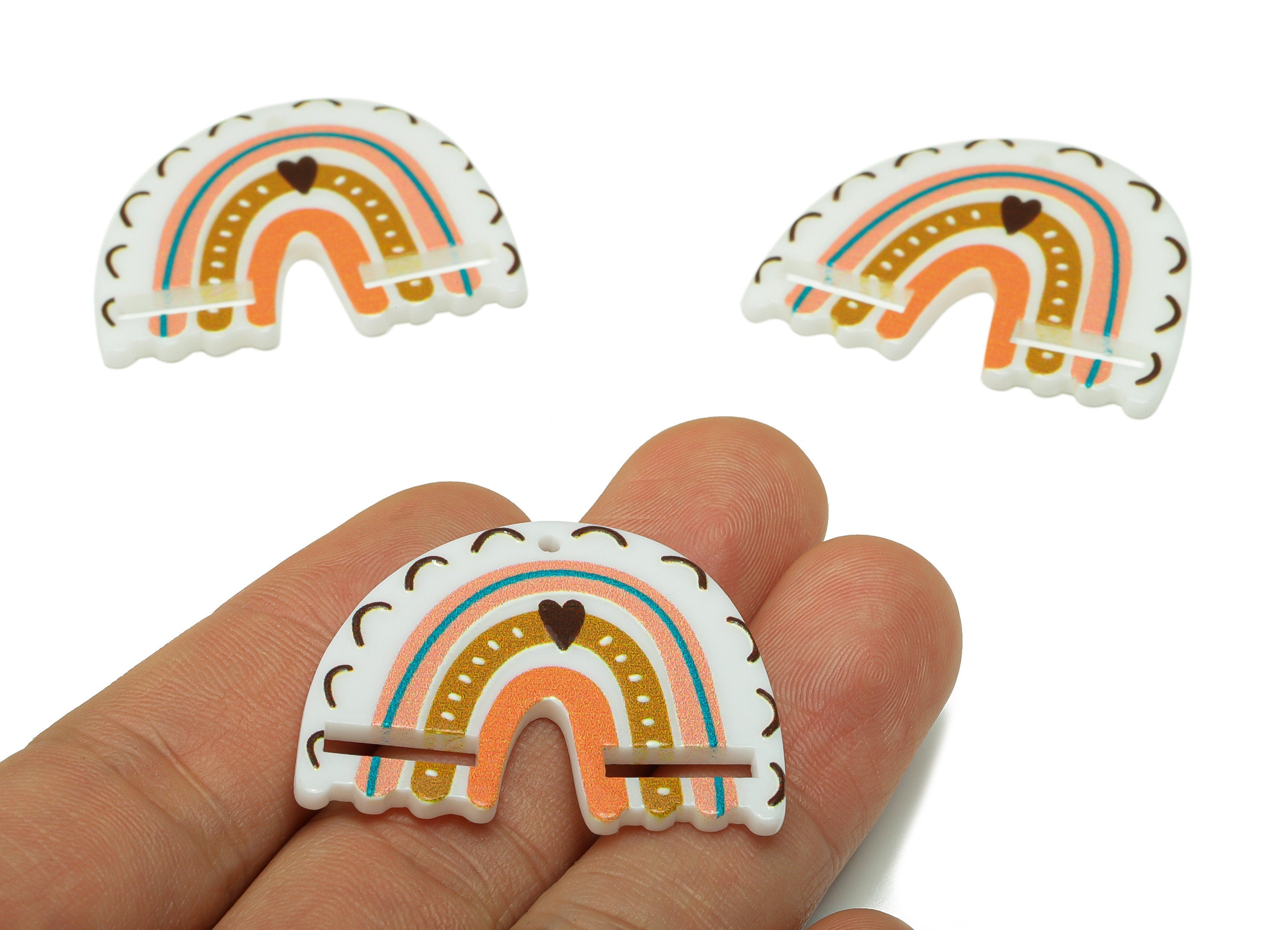 Rainbow Macrame Acrylic Charm - Acrylic Rainbow Earring Charm - Earring Finding - Jewelry Making Supplies - 29.69x 37.6 x 2.48mmmm - AC2588B - DOMEDBAZAAR