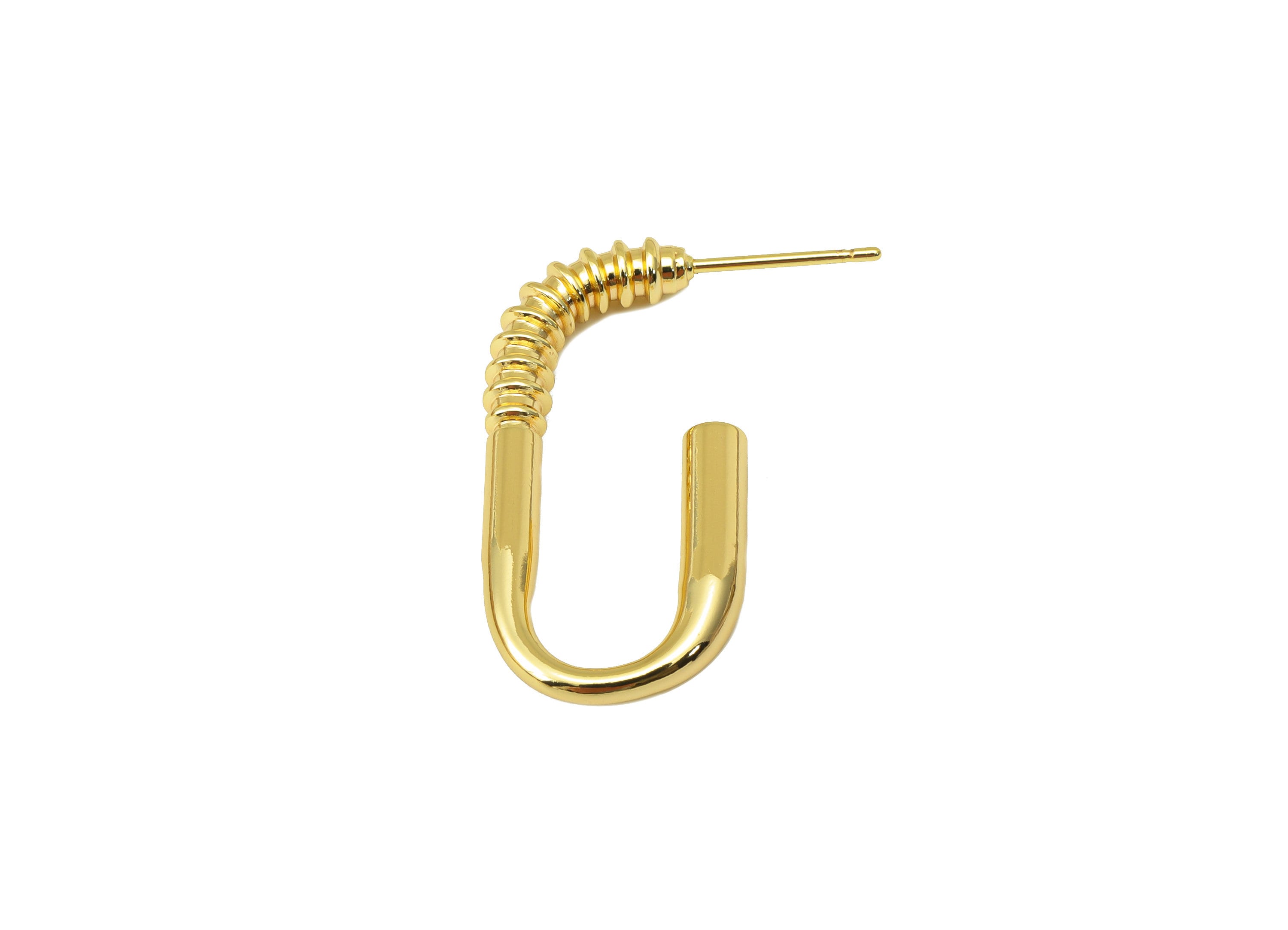 Brass Open Oval Stud Earring - Brass Nail Screw Earring Post - Brass Open Oval Stud Earring - 18K Real Gold Plated - 29.8x21x 3.5mm- RGP6212 - DOMEDBAZAAR