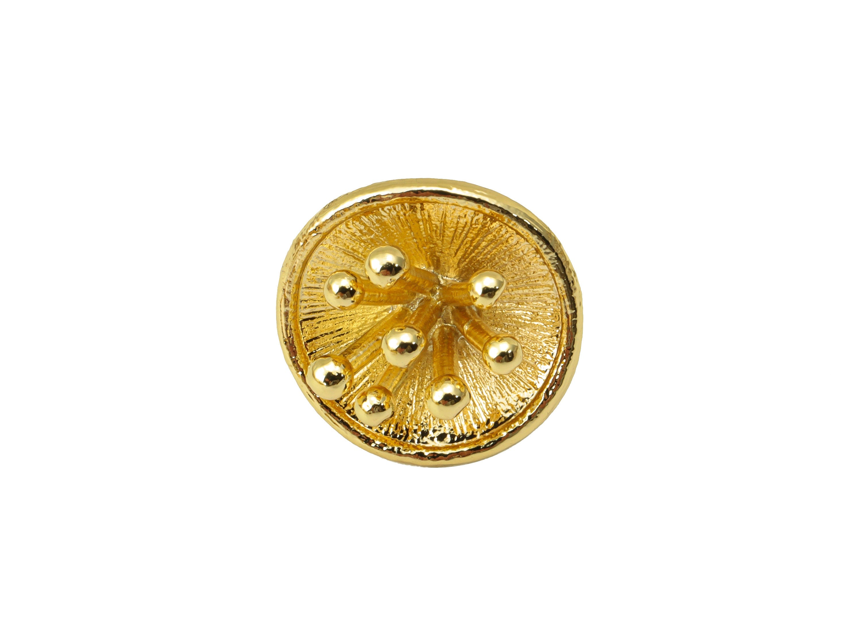 Brass Flower Stud Earring - Brass Flower Bud Earring Post - Brass Botanical Earring Post - 18K Real Gold Plated - 15.75x6.9x1.15mm- RGP6210 - DOMEDBAZAAR