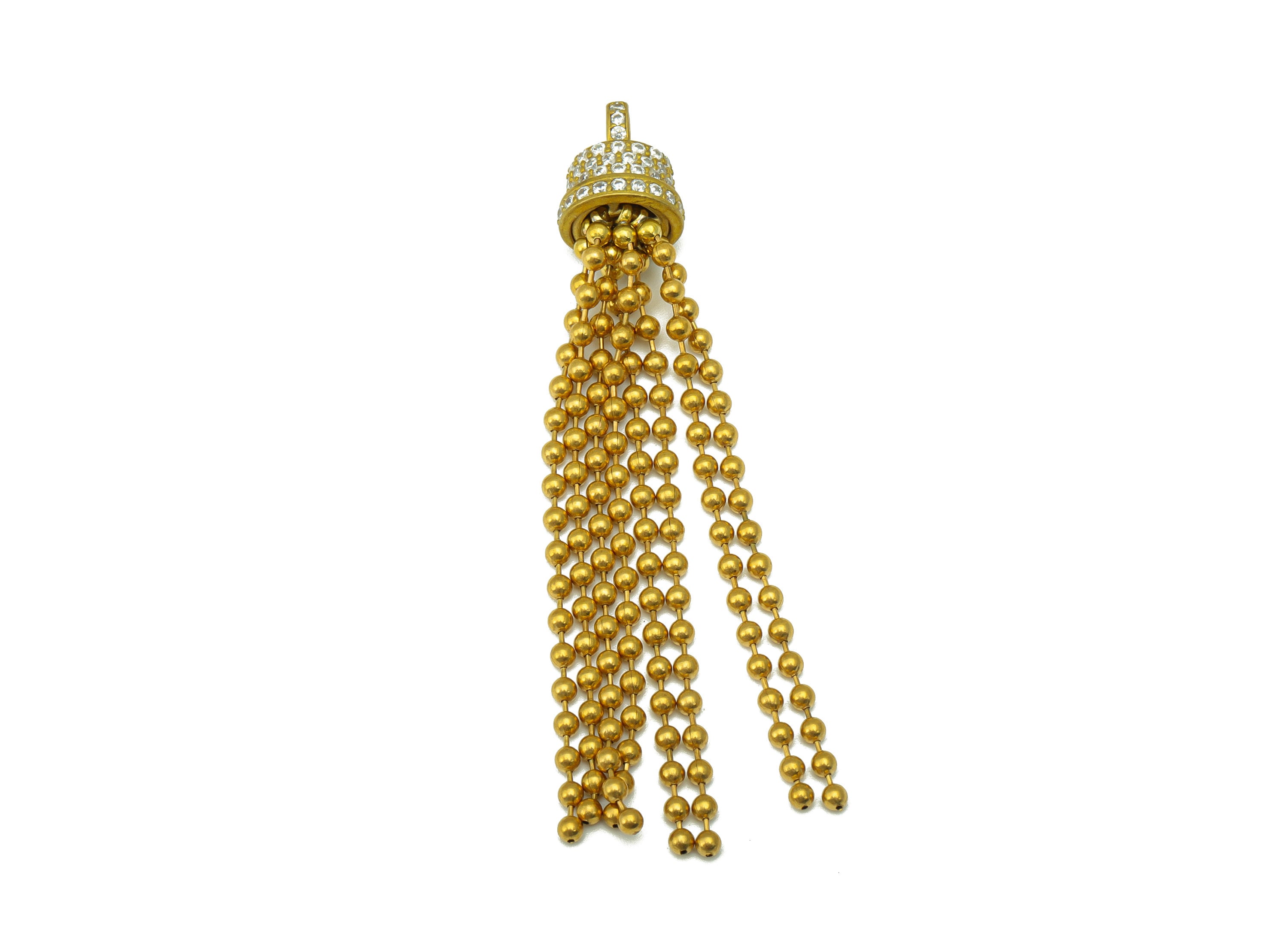 Brass Tassel Bead Charm - Brass Cubic Zirconia Charm - Bell Ring Earring Charm - For Necklace - CZ Charm - 76.03 x 11.62 x 7.82mm- PP8408 - DOMEDBAZAAR