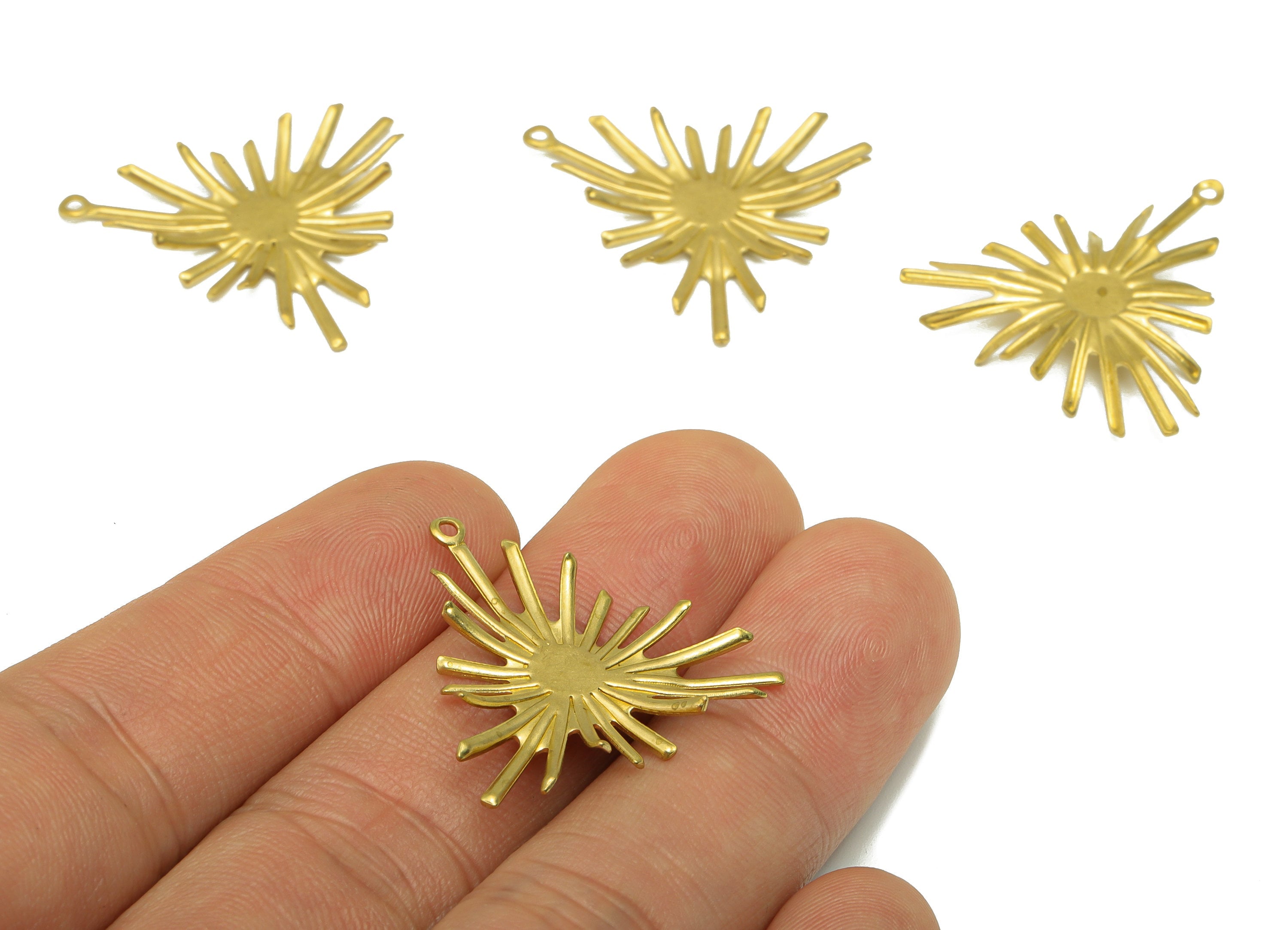 Brass Triangle Earring - Brass Radial Geometry Pendant - Brass Fringe Earring Charm- For Necklace -For Pendant- 27.76 x 27x 0.98mm - PP8516 - DOMEDBAZAAR
