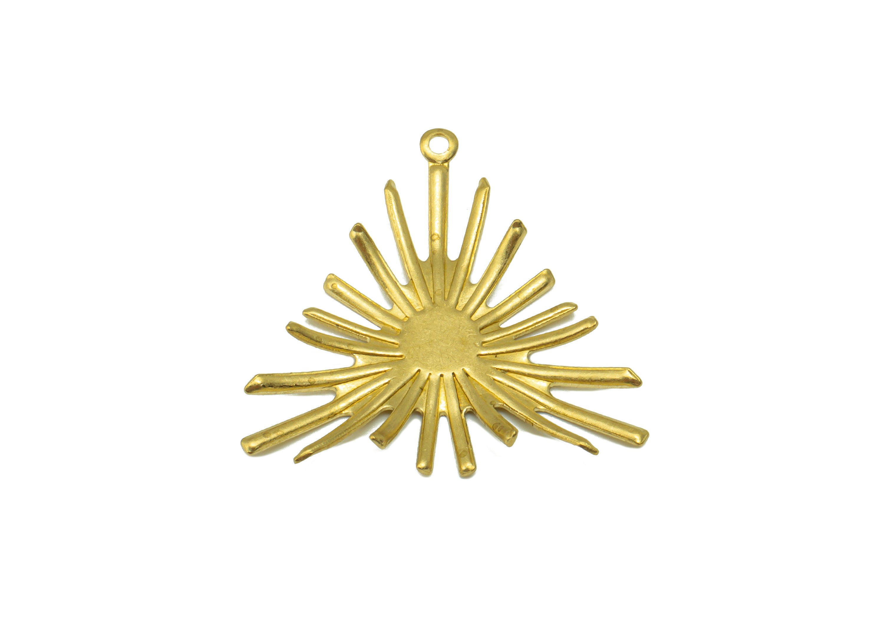 Brass Triangle Earring - Brass Radial Geometry Pendant - Brass Fringe Earring Charm- For Necklace -For Pendant- 27.76 x 27x 0.98mm - PP8516 - DOMEDBAZAAR