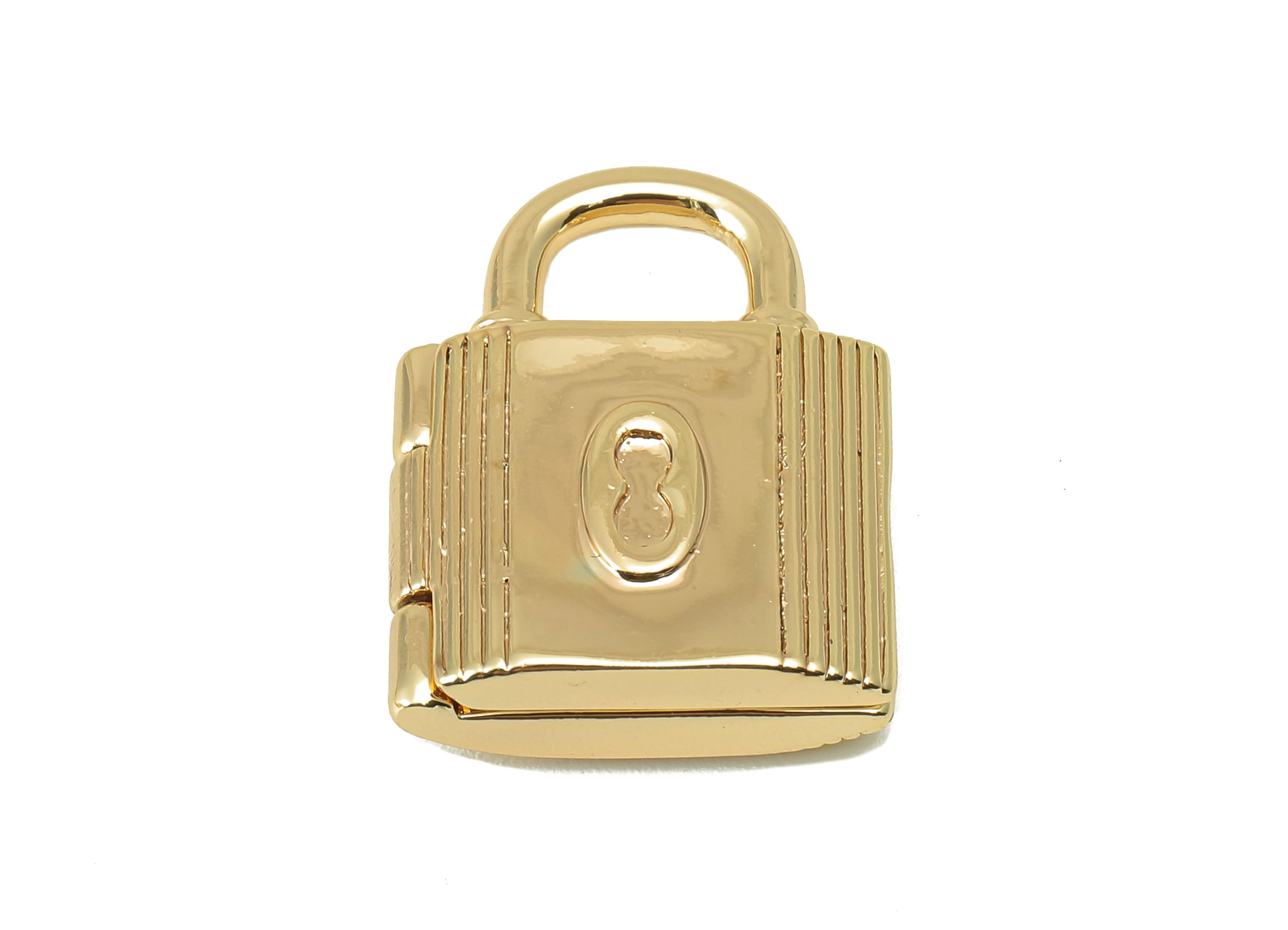 Brass Padlock Connectors - Brass Openable Lock Pendant - Hasp Earring Charms - For Necklace- 18K Real Gold Plated -23.64x17.38x6mm - RGP5940 - DOMEDBAZAAR
