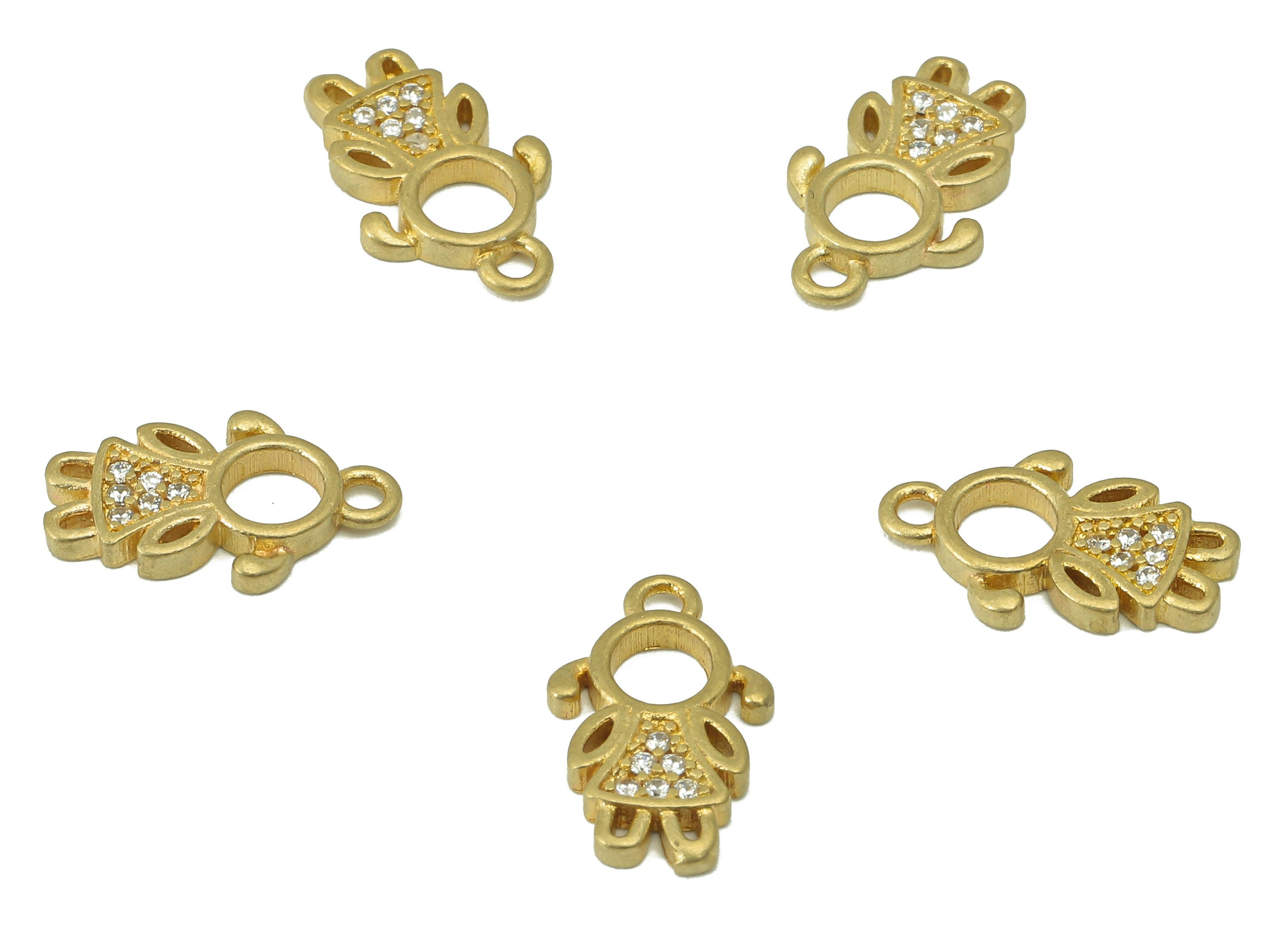 Brass Girl Earring Charm - Raw Brass Cute Girl Shaped Pendant-Cubic Zircon -Girl Charm -For Jewelry Making Supplies-13x8x 1.52mm-PP8245 - DOMEDBAZAAR