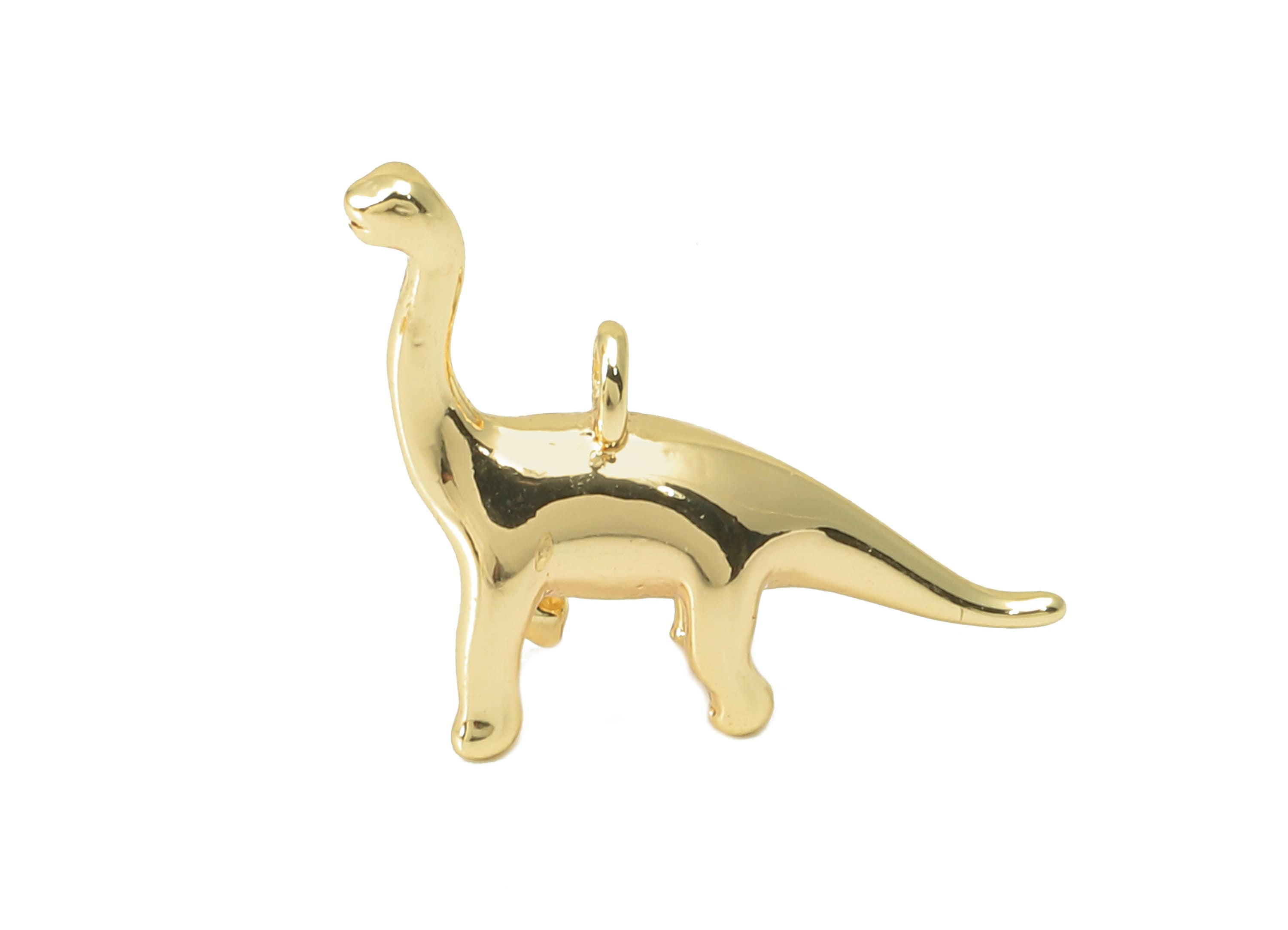 Brass Dinosaur Earring Charm - Brass Dinosaur Charm - Brass Animal Pendant - 18K Real Gold Plated - 18.91 x 13.12 x 4.57mm - RGP5956 - DOMEDBAZAAR