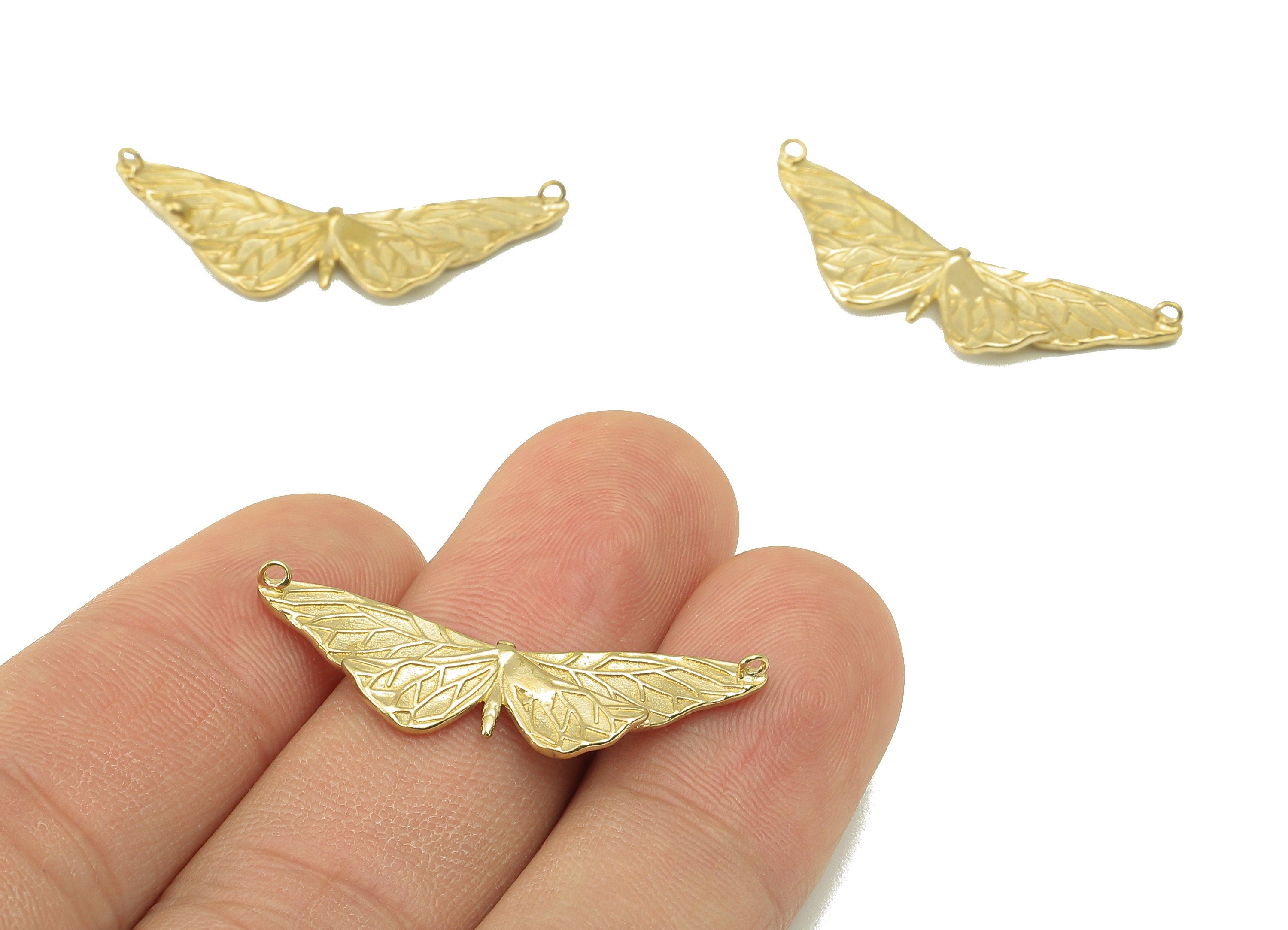 Brass Butterfly Earrings - Raw Brass Butterfly Earring Figvre - Butterfly Charm -Jewelry Supplies-33 x11 x1.79mm-PP8315 - DOMEDBAZAAR