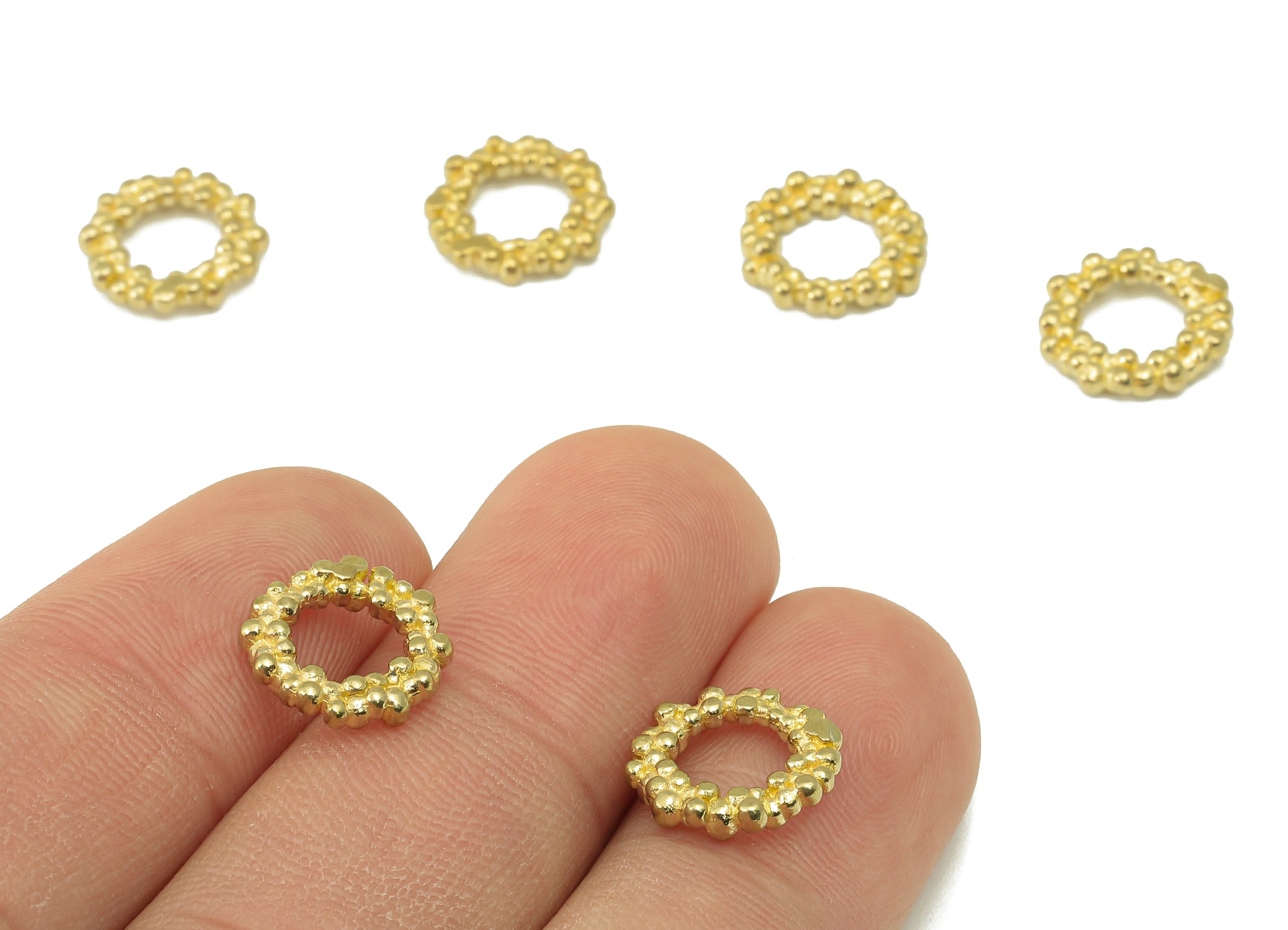 Brass Round Charm -Raw Brass Beaded Shape Hoop Earrings – Chunky Wide Shiny Pendant-DIY For Jewelry Making-12x 12x 2.62mm-PP8350 - DOMEDBAZAAR