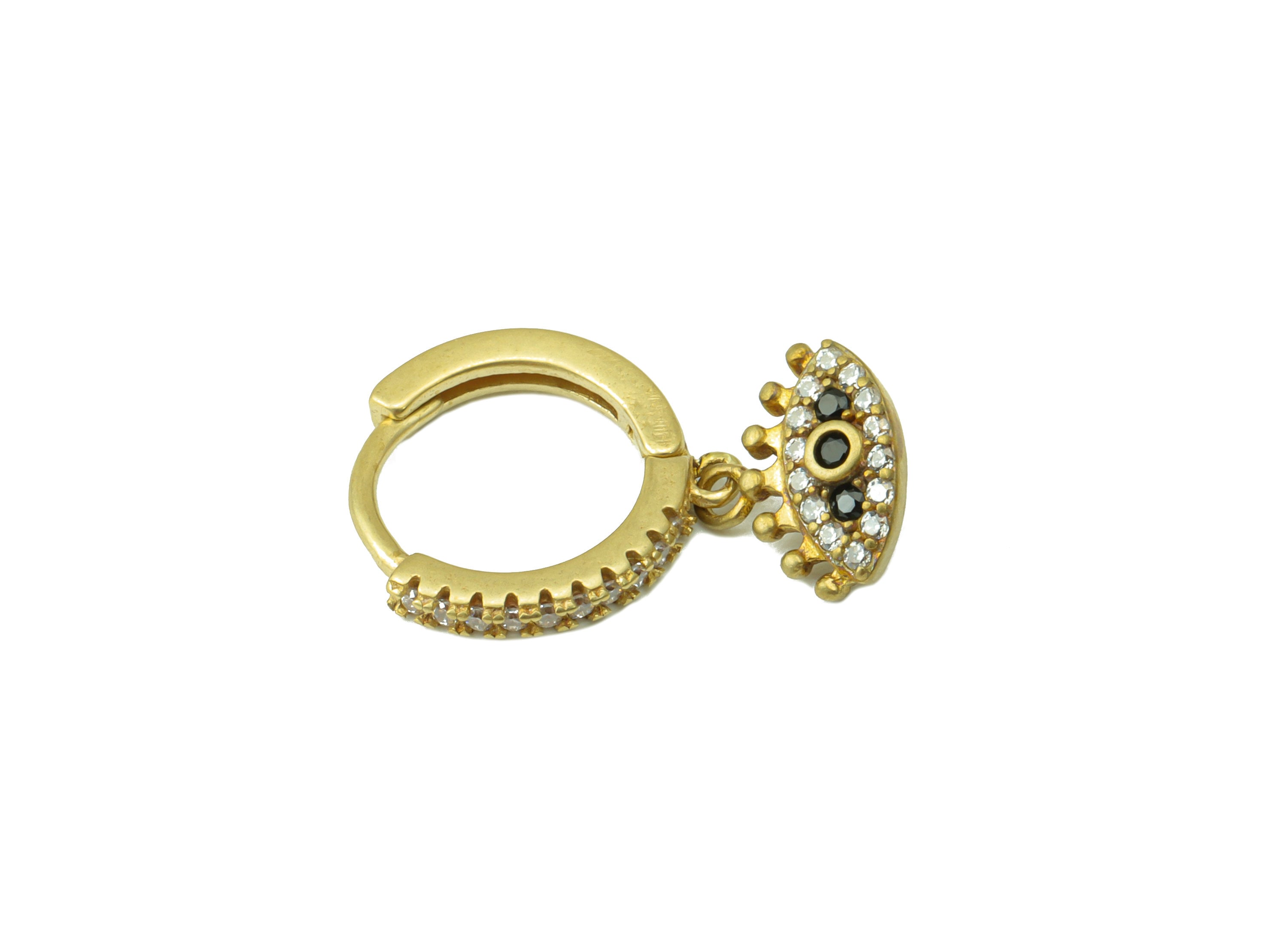 Brass Eye Hoop Clasp - Raw Brass Huggie Hoop Clasp - Eyelash Cubic Zircon Earring Clasp -Jewelry Supplies -20.6 x 12.67 x 1.85mm - PP8477 - DOMEDBAZAAR