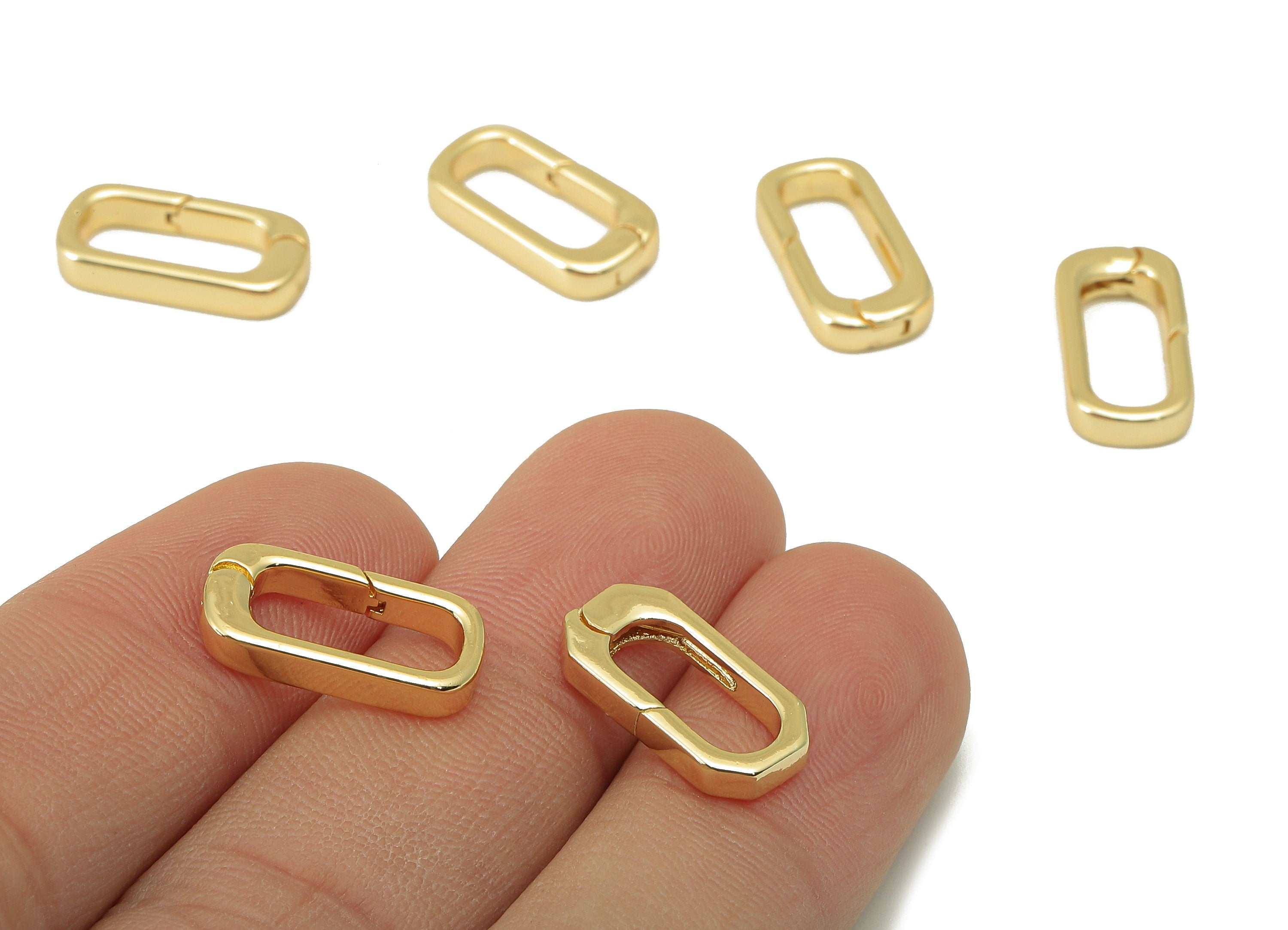 Brass Oval Rectangle Clasp - Brass Thick Hoop Clasp - Brass Hoop Clasp- 18K Real Gold Plated -Jewelry Making - 16.4x8.25x1.49mm- RGP5996 - DOMEDBAZAAR