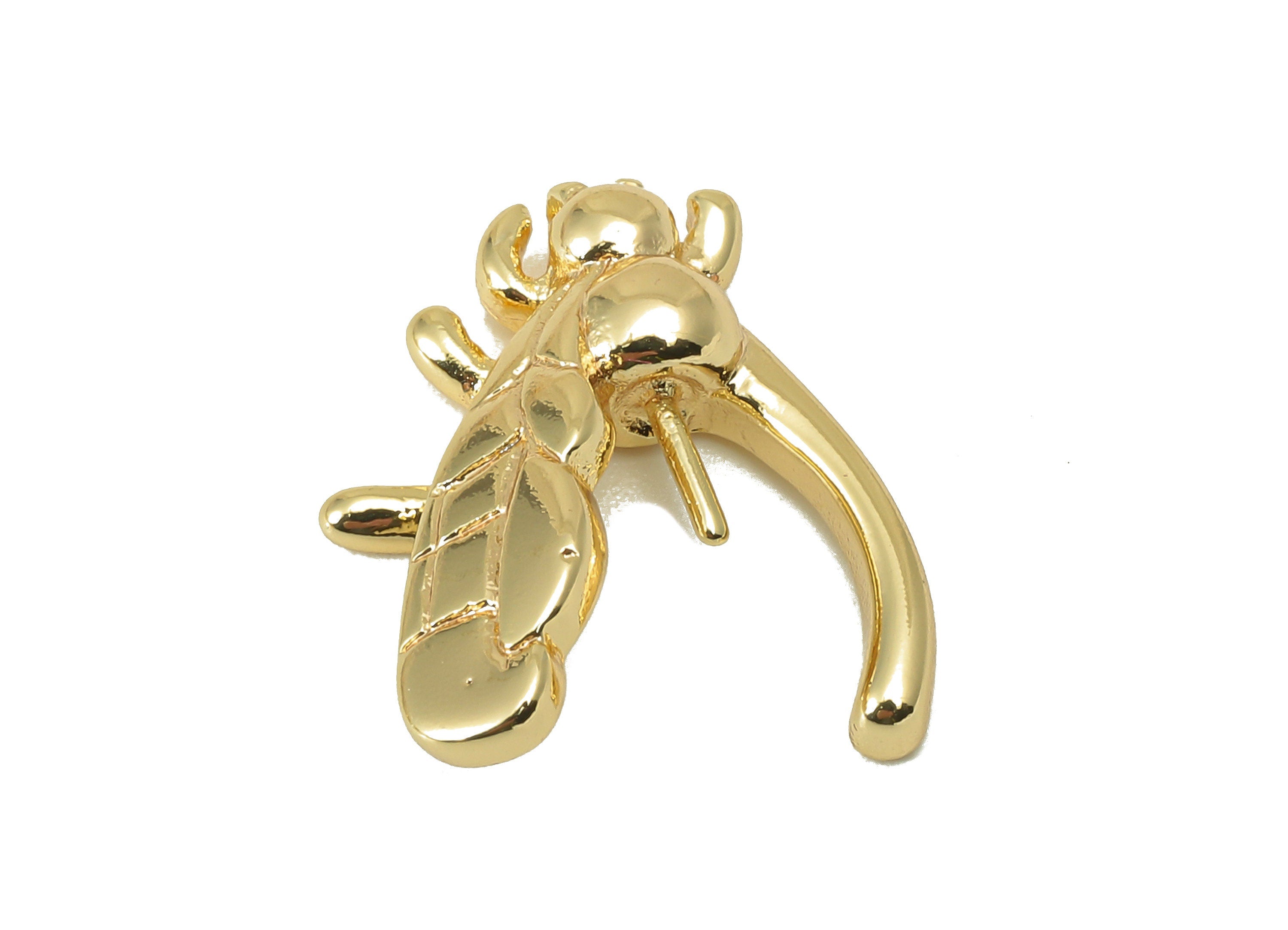 Brass Fly Earring Charm - Brass Insect Charm For Pearl - Brass Animal Charm - Jewelry Making - 18K Real Gold Plated -20x18.4x4.88mm- RGP6020 - DOMEDBAZAAR