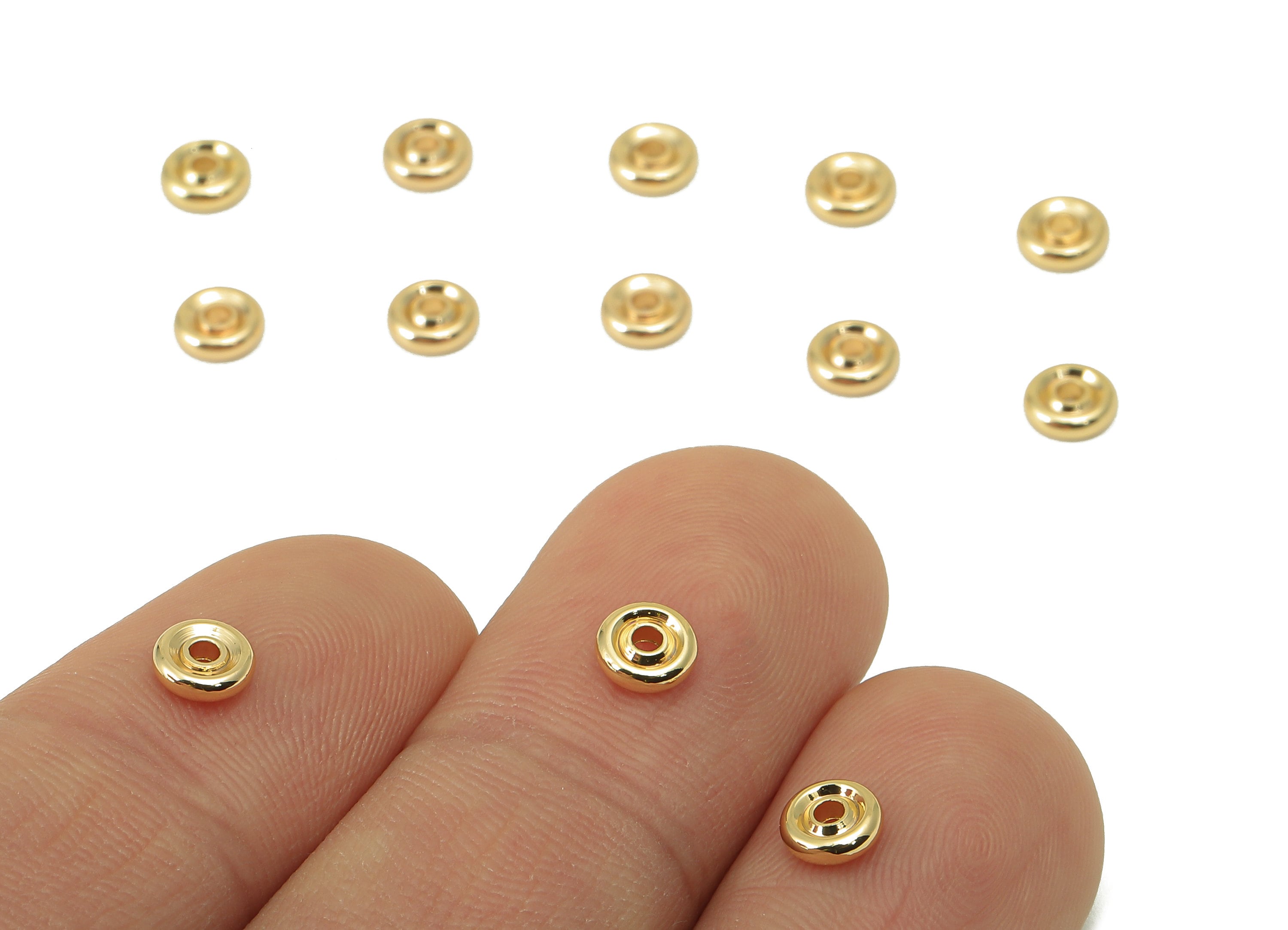 Brass Spacer Beads - Brass Gold Donut Spacer Beads - 18K Gold Plated Flat Round Spacer Beads - Jewelry Making- 4.9x4.96x 1.42mm -RGP6046 - DOMEDBAZAAR