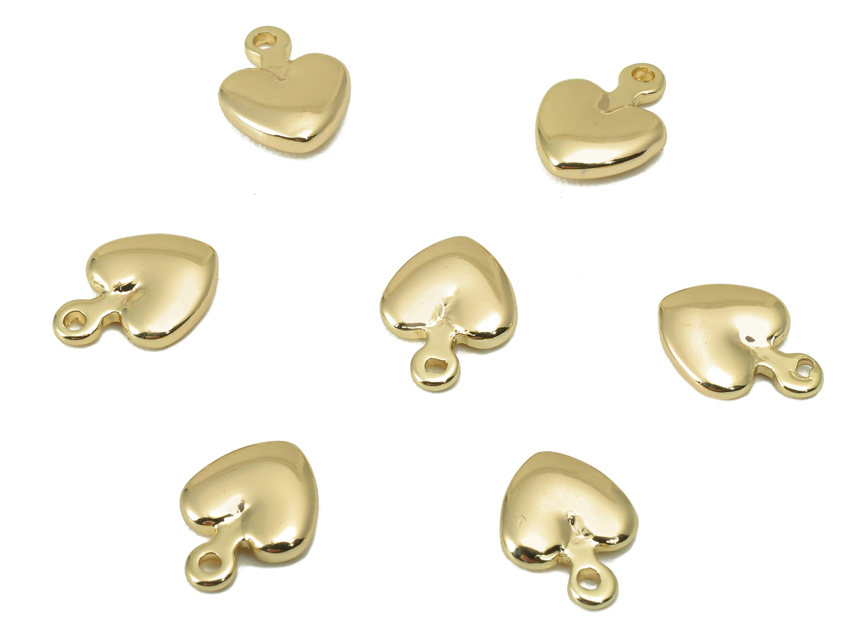 Brass Heart Spacer Bead -Brass Cubic Heart Charm -Brass Semi Heart Pendant- For Necklace - 18K Real Gold Plated - 8.9x6.66x 1.92mm-RGP6048 - DOMEDBAZAAR