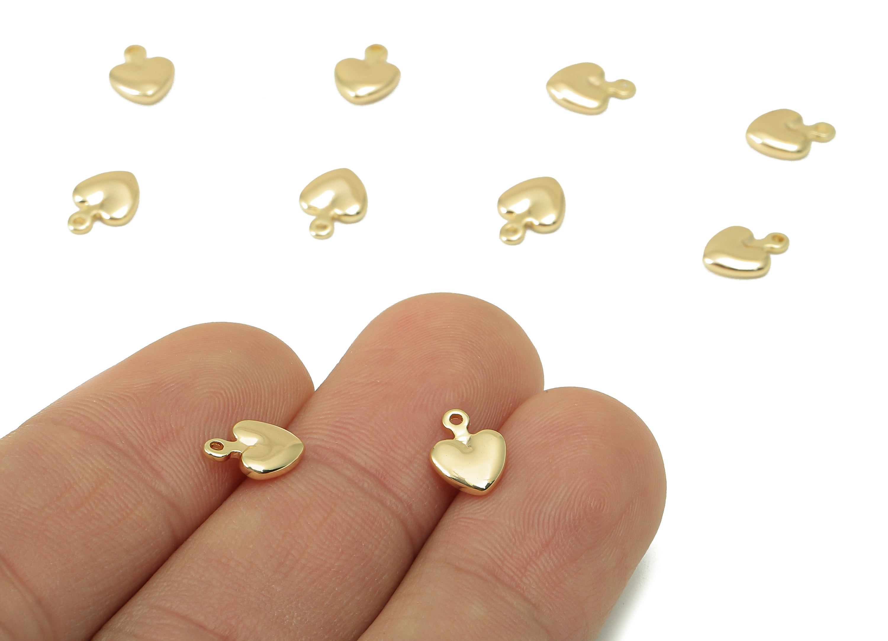 Brass Heart Spacer Bead -Brass Cubic Heart Charm -Brass Semi Heart Pendant- For Necklace - 18K Real Gold Plated - 8.9x6.66x 1.92mm-RGP6048 - DOMEDBAZAAR