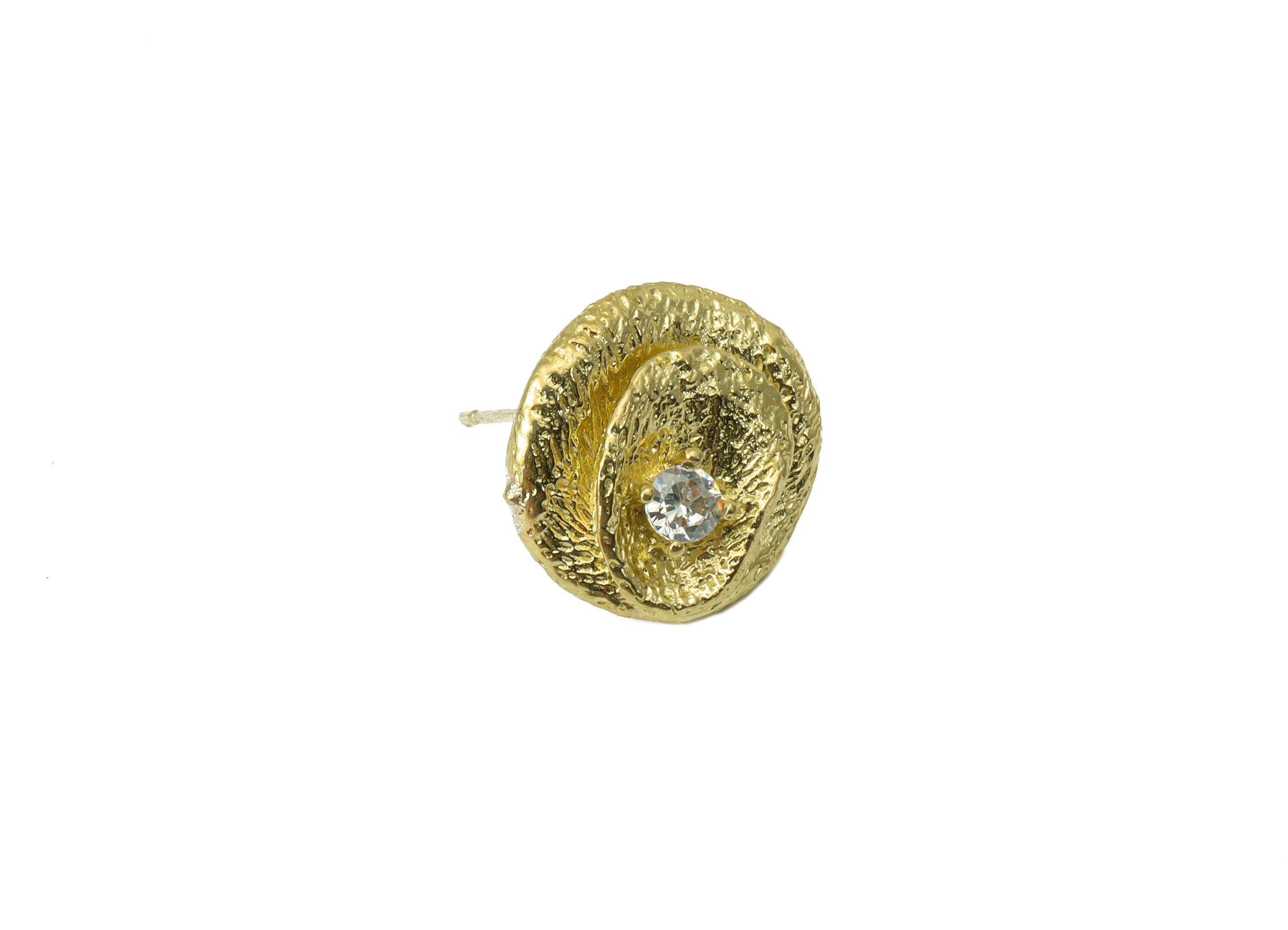 Brass Botanical Earring - Raw Brass Cubic Zircon Earring Stud - Floral Earring Post - Jewelry Supplies - 14x13.98x1.7mm-PP8480 - DOMEDBAZAAR