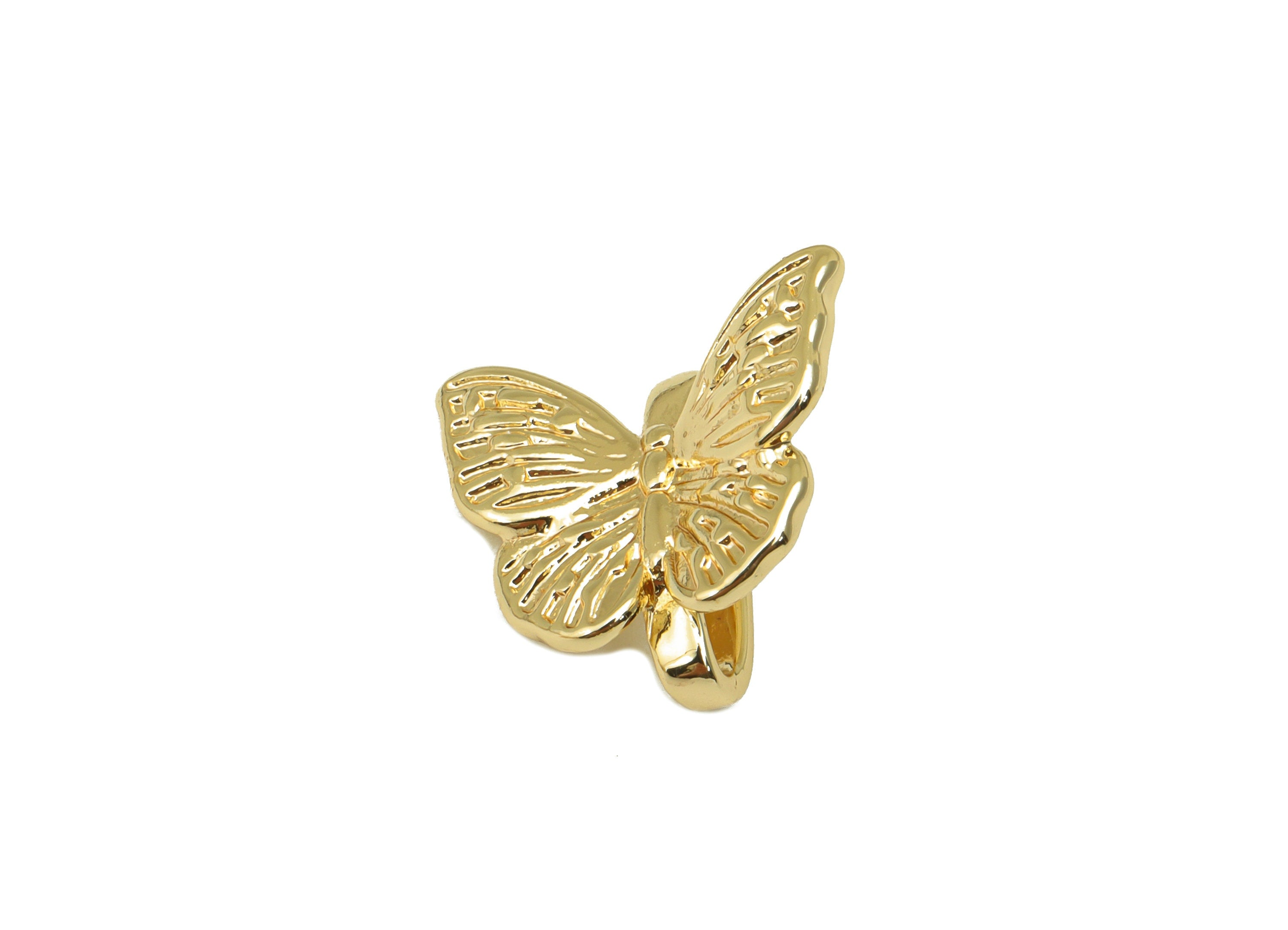 Brass Butterfly Hook - Gold Butterfly Hook with Loop - Brass Animal with Hook - 18k Real Gold Plated - 13.97x 18.65 x 1.46mm- RGP6487 - DOMEDBAZAAR