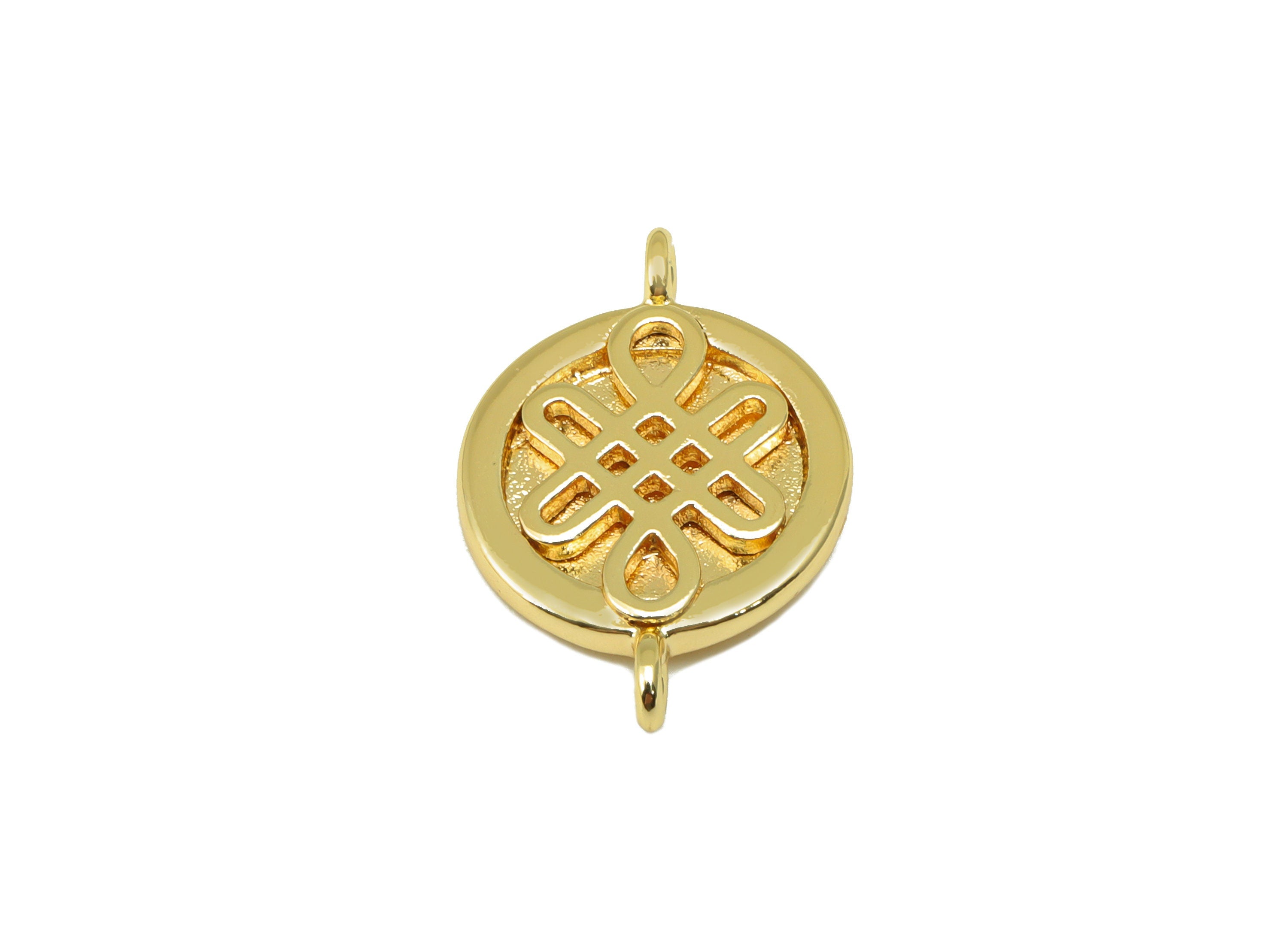 Brass Round Connector - Snake Patterned Round Connector - Circle Earring Charm - 18k Real Gold Plated - 22.83 x 15.22 x 1.97mm- RGP6494 - DOMEDBAZAAR