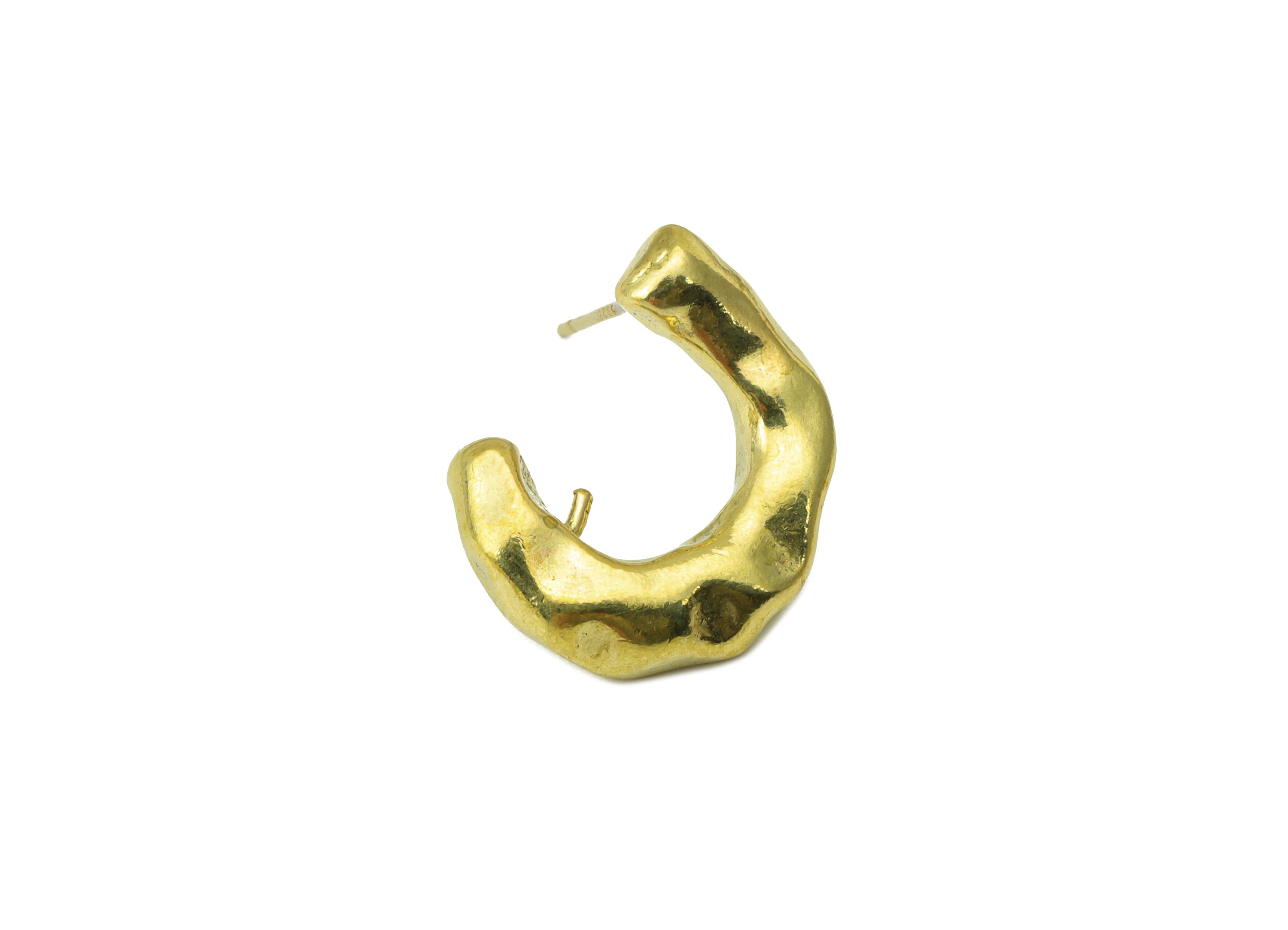 Brass Horseshoe Earring - Raw Brass Open Hoop Earring Stud - Thick Hoop Stud For Pearl - Jewelry Supplies - 19.11x15.65x3.31mm-PP8419 - DOMEDBAZAAR