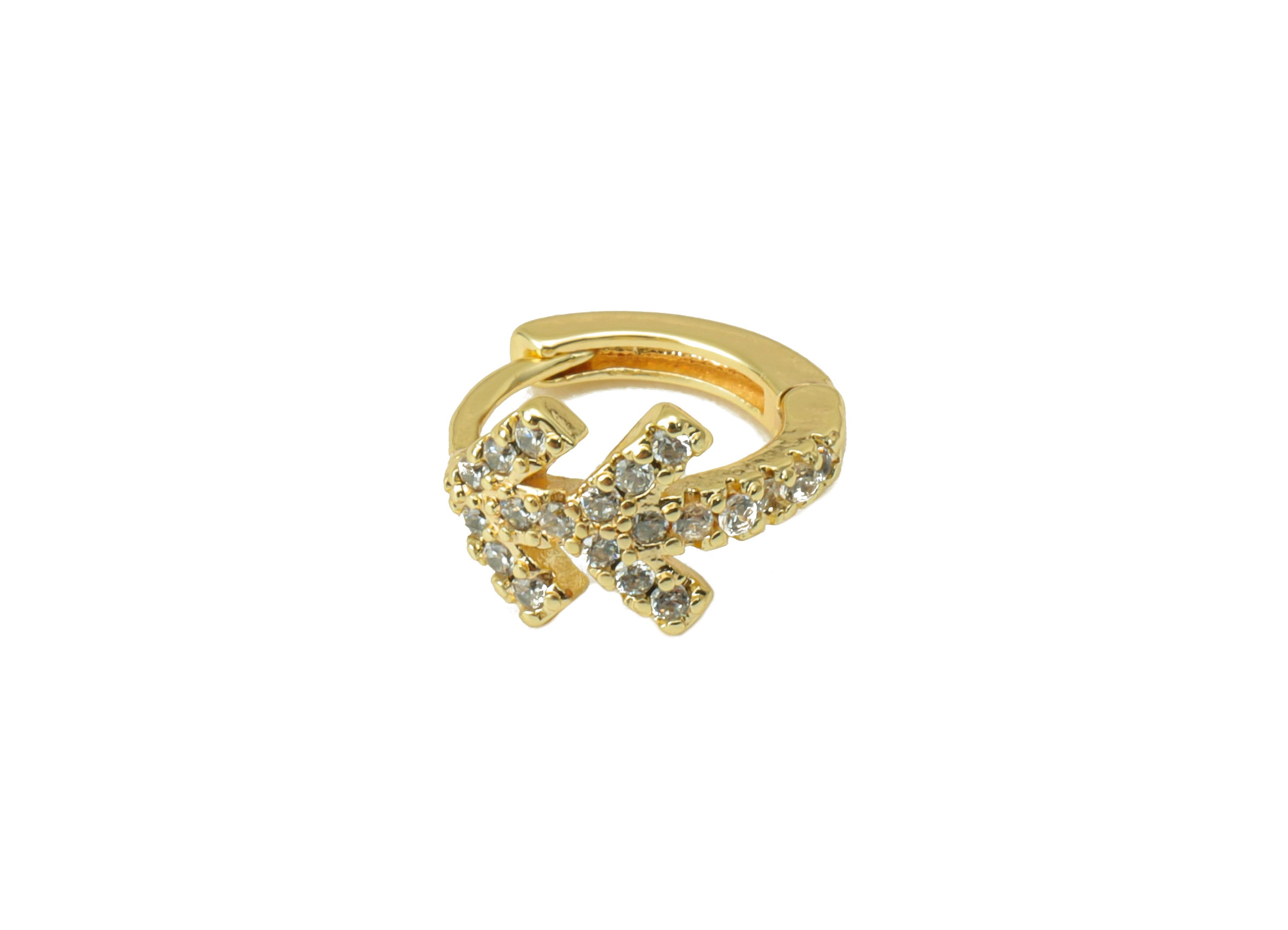 Brass Arrow Clasp - Brass CZ Huggie Hoop Clasp - Cubic Zirconia Circle Hoop Clasp - 18K Real Gold Plated - 10.34x9.07x2.47mm- RGP6368 - DOMEDBAZAAR