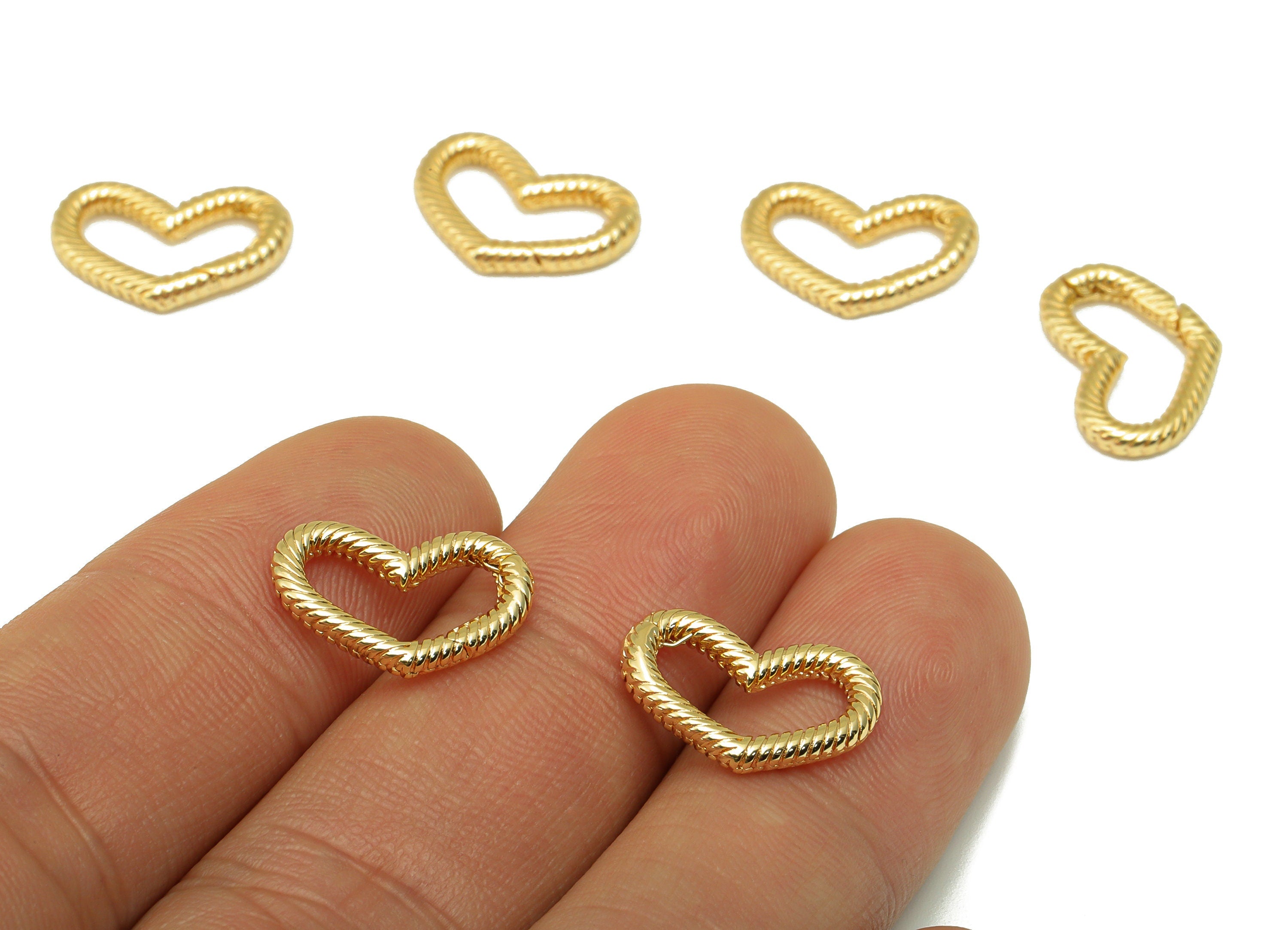Brass Heart Clasp - Brass Twisted Chain Clasp - Heart Twisted Chain Clasp - Jewelry Supplies - 18K Real Gold Plated - 16x10.78x2mm- RGP6578 - DOMEDBAZAAR