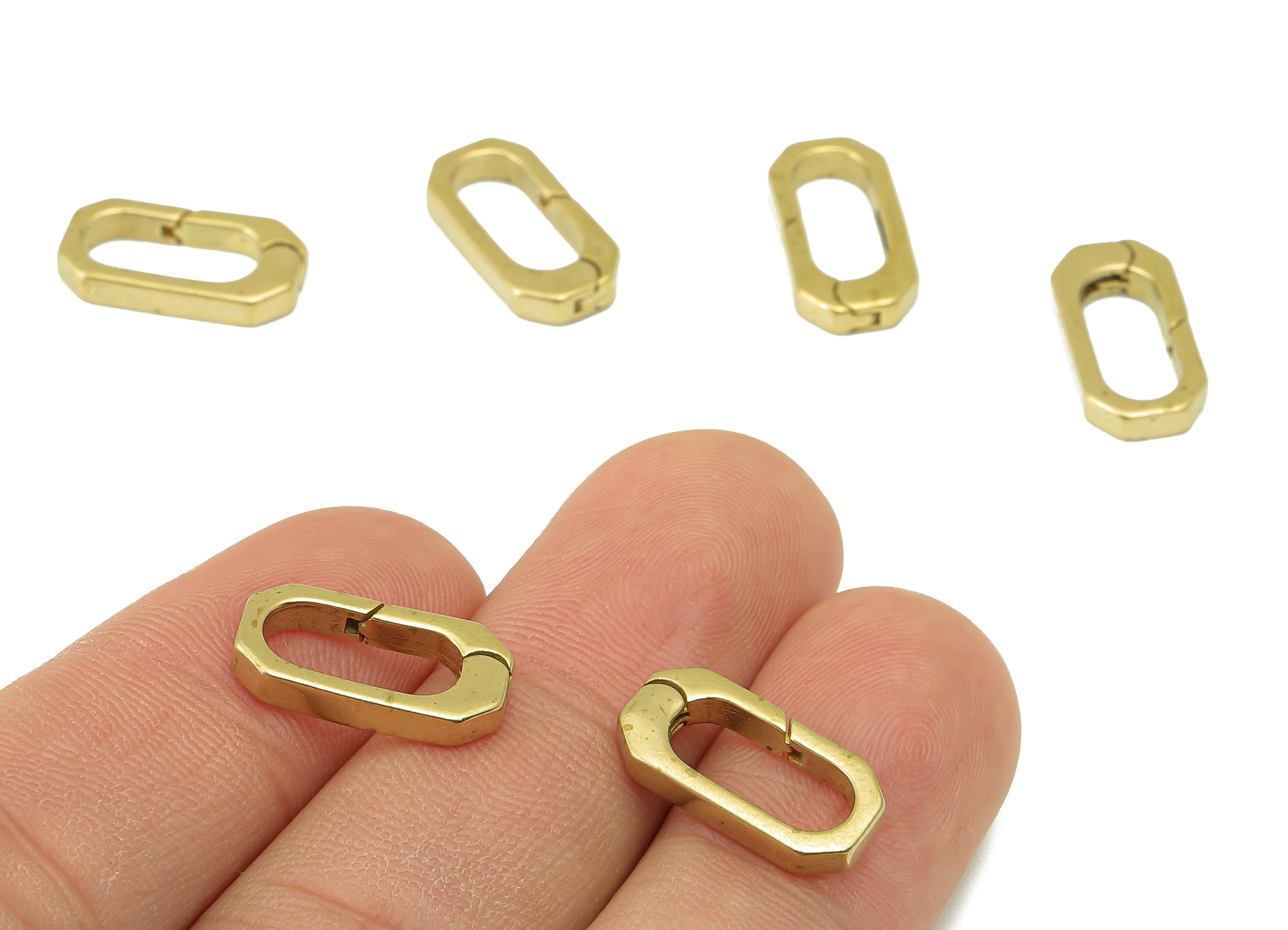 Brass Oval Rectangle Clasp - Raw Brass Hoop Clasp - Brass Hoop Clasp- Jewelry Supplies - For Necklace - 16.34 x 8.01 x 2.58mm - PP8309 - DOMEDBAZAAR