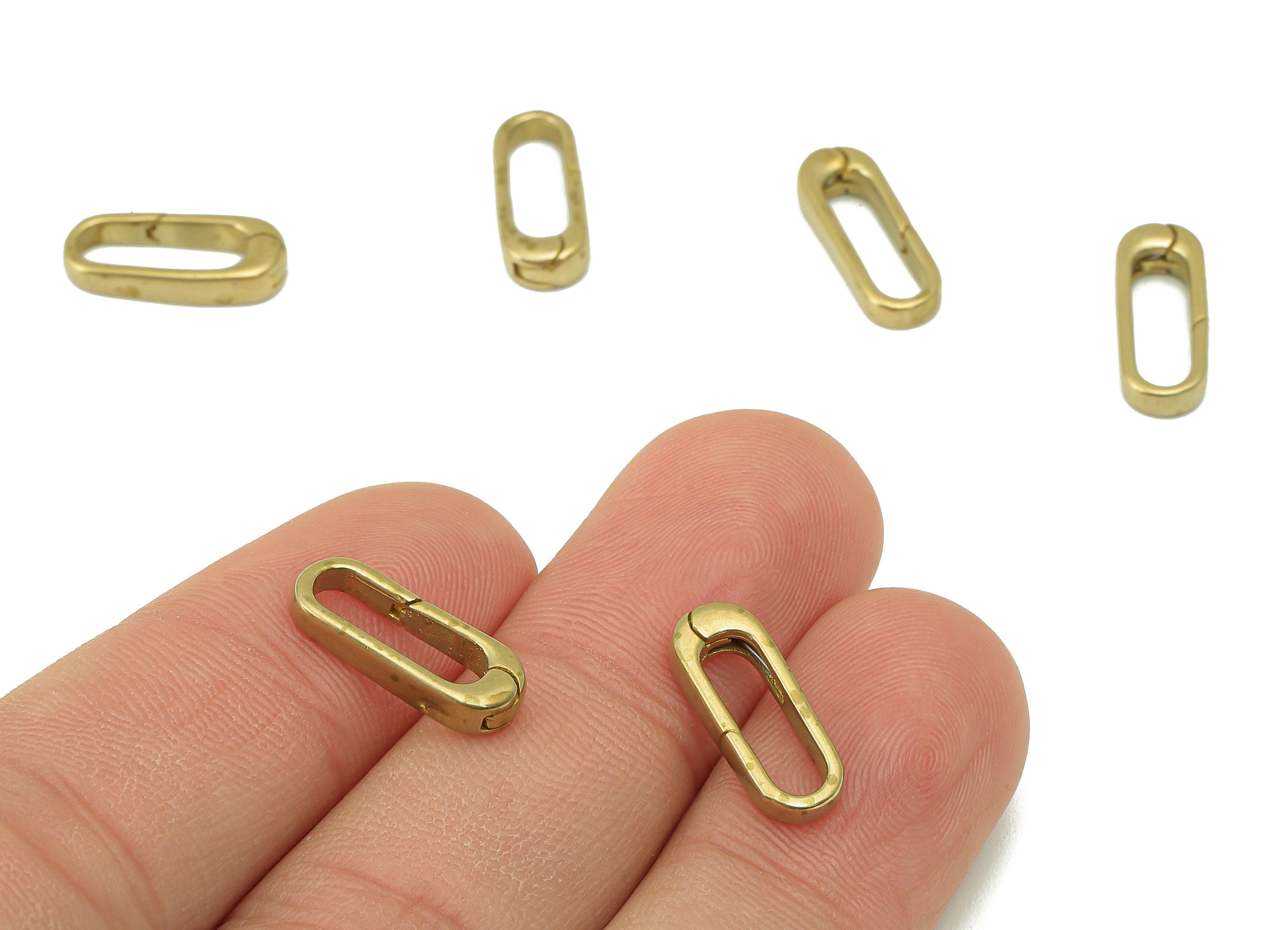 Brass Oval Rectangle Clasp - Raw Brass Narrow Hoop Clasp - Brass Hoop Clasp- Jewelry Supplies - For Necklace - 15.87x 5.83x 1.19mm - PP8311 - DOMEDBAZAAR