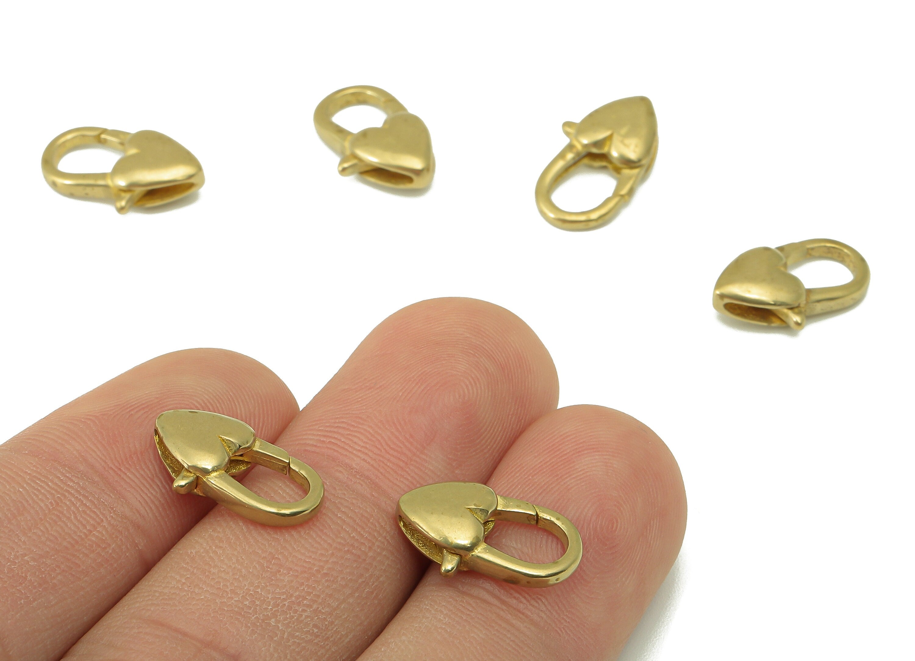 Brass Heart Lobster Clasp - Raw Brass Heart Lobster Clasps - Parrot Clasp- Jewelry Supplies - For Necklace -15.48 x 9.25 x 4.41mm - PP8338 - DOMEDBAZAAR
