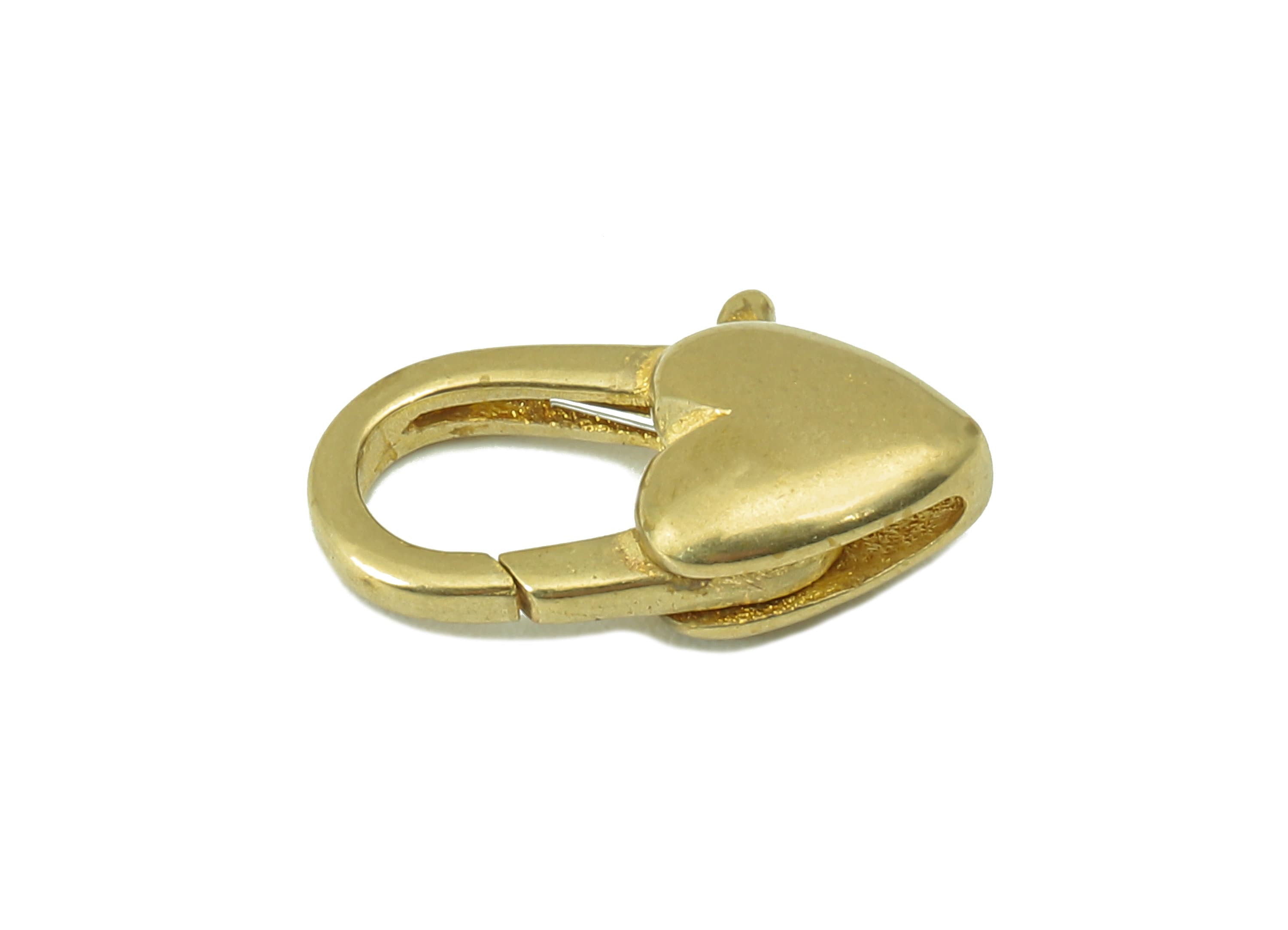 Brass Heart Lobster Clasp - Raw Brass Heart Lobster Clasps - Parrot Clasp- Jewelry Supplies - For Necklace -15.48 x 9.25 x 4.41mm - PP8338 - DOMEDBAZAAR