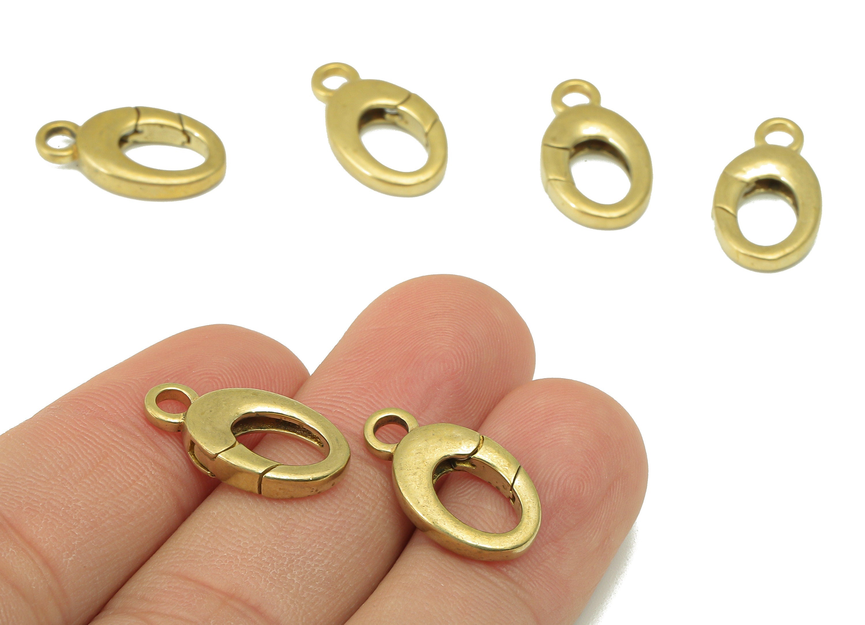 Brass Oval Clasp - Raw Brass Round Hoop Clasp - Brass Hoop Clasp With Loop - Jewelry Supplies - For Necklace -19.38 x 10.86x 3.62mm - PP8344 - DOMEDBAZAAR