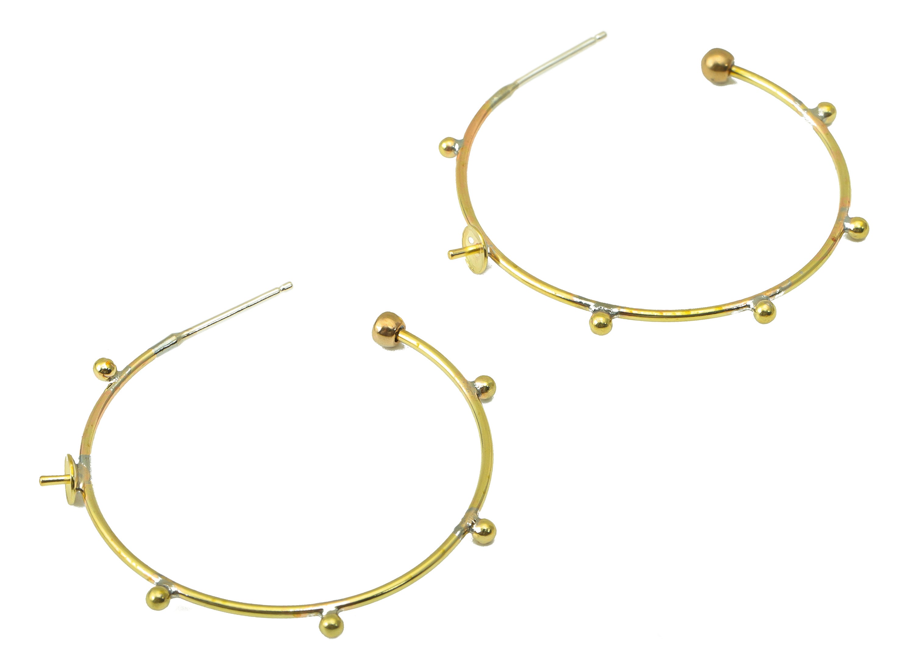 Brass Open Earring Hoop - Raw Brass Earring Hoop For Beads For pearls - Brass C Hoop Earring - Jewelry Supplies- 35.06x35.78x1.87mm-PP8424 - DOMEDBAZAAR