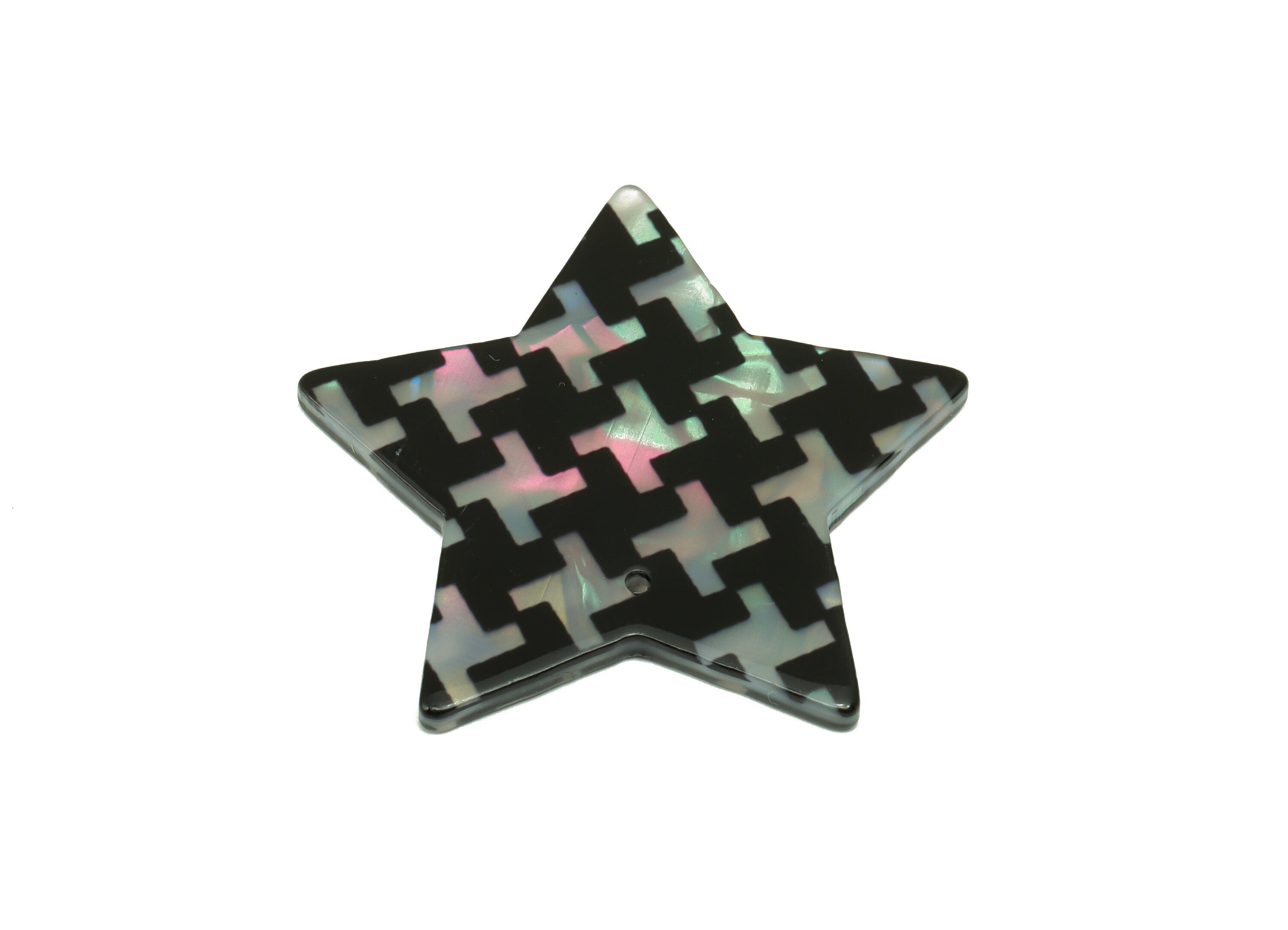 Acetates Star Earring Charms - Acetate Star Cross laser Pendant - Jewelry Supplies - Color Code: A875- 40x39.99x 2.46mm - AC2551-A880 - DOMEDBAZAAR