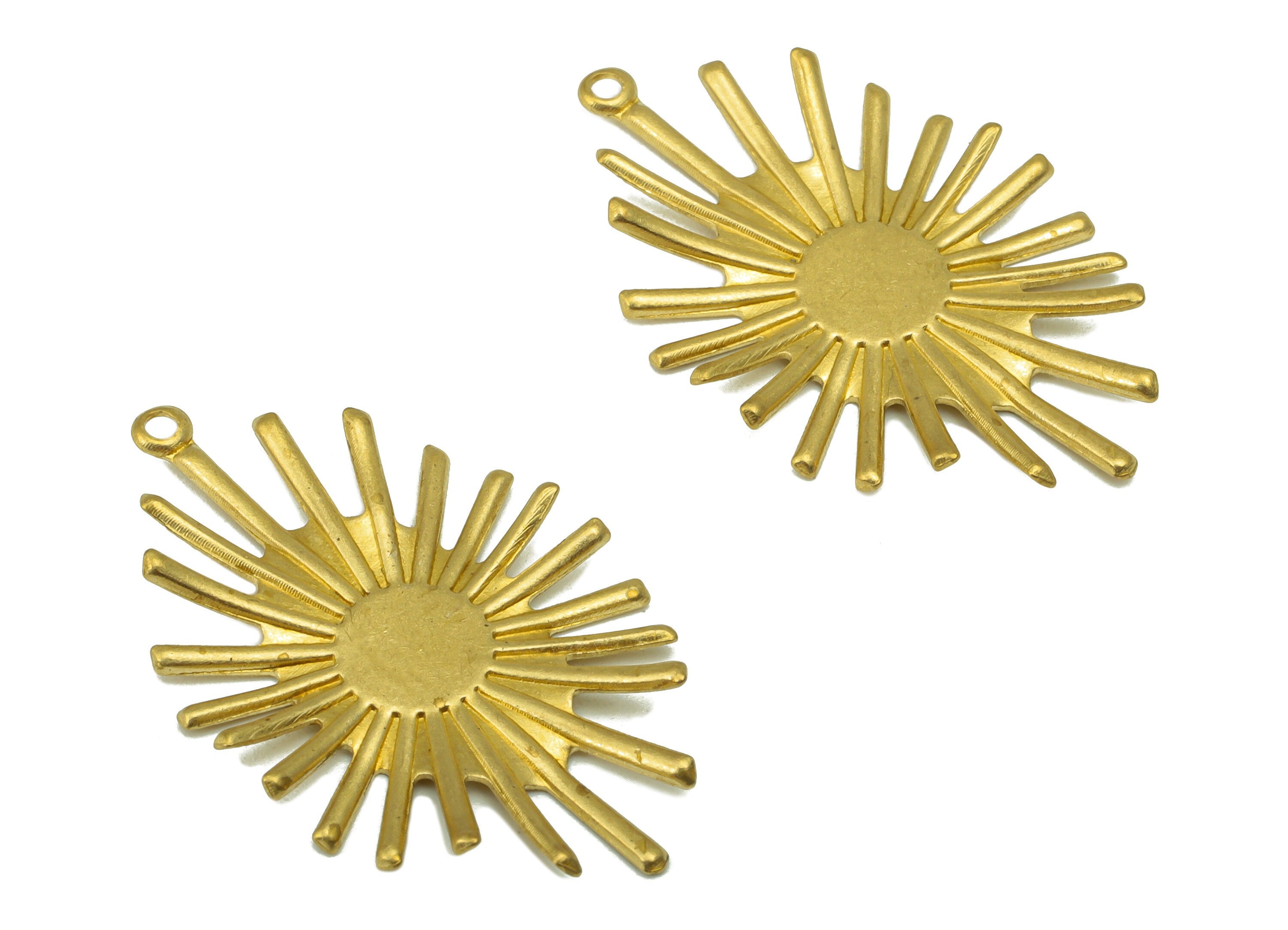 Brass Ellipse Earring - Brass Sun Radial Geometry Pendant - Brass Fringe Earring Charm- For Necklace -For Pendant- 32.93x20x 1.01mm - PP8515 - DOMEDBAZAAR