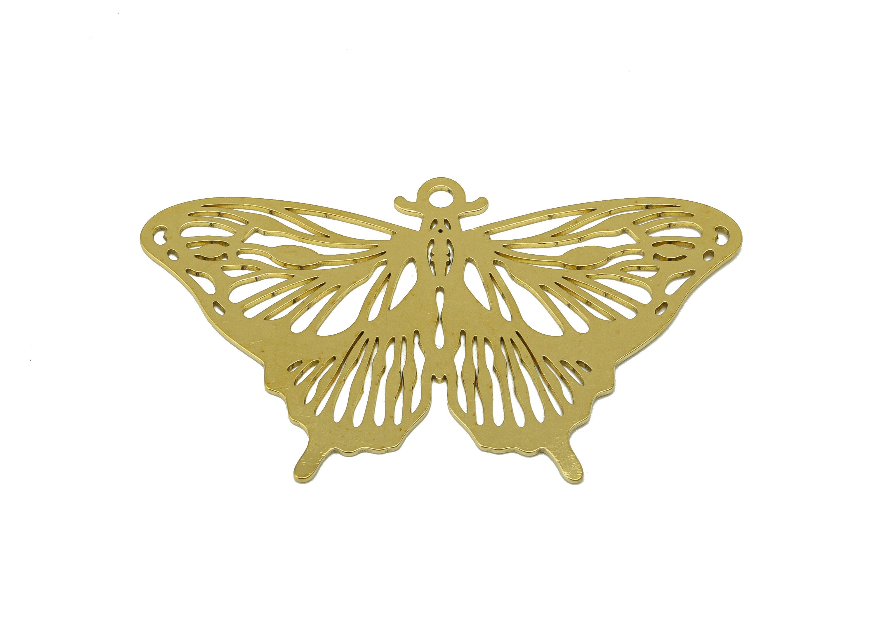 Brass Butterfly Charm - Brass Insect Laser Cut Pendant - Brass Animal Earring Charm - For Pendant -59.68x 36.15x 0.68mm - PP8521 - DOMEDBAZAAR