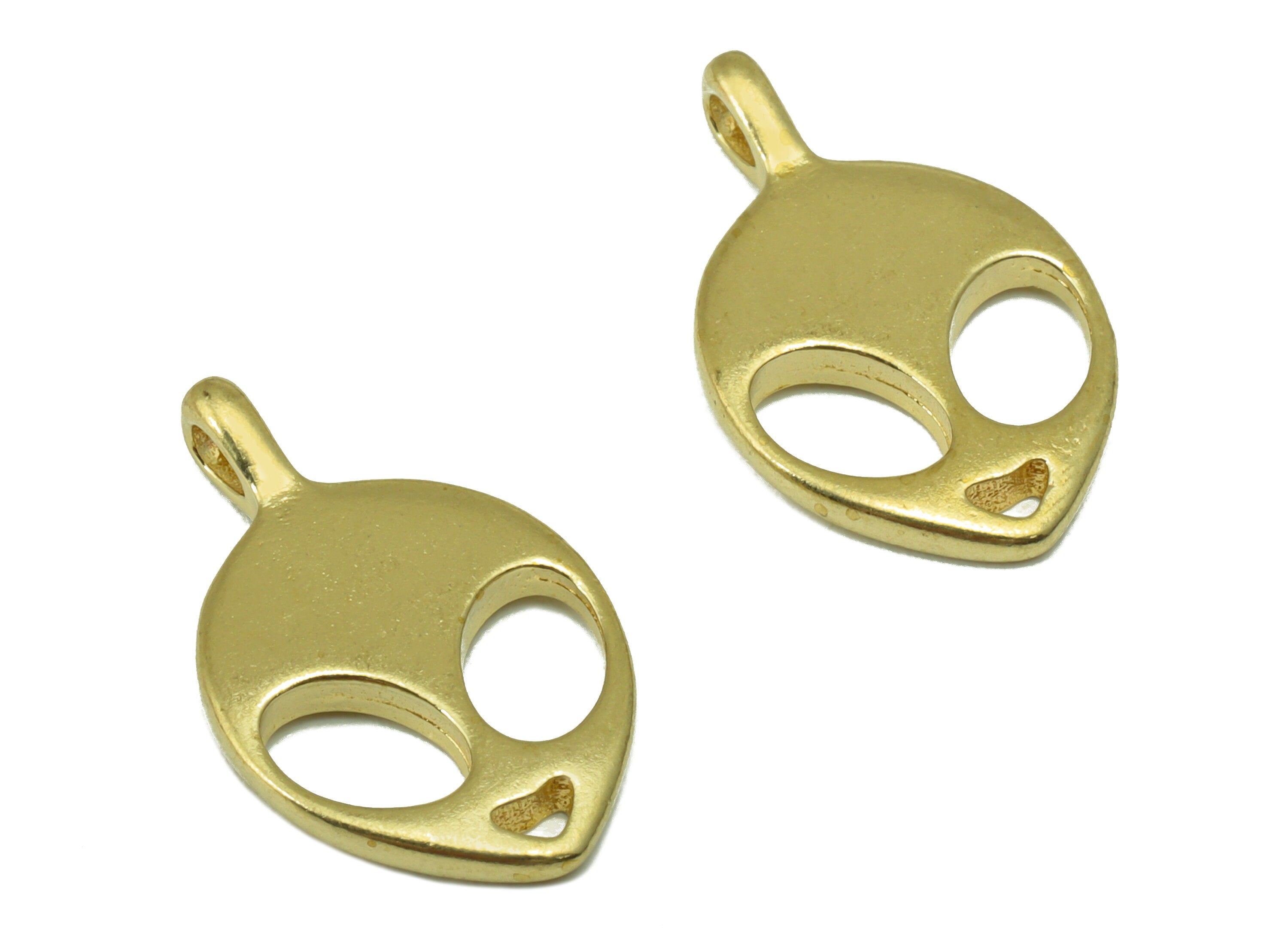 Brass Alien Charm - Raw Brass Grimace Pendant -Alien Earring Charm - For Necklace -For Bracelet -19.24 x 11.76 x 1.62mm - PP8535 - DOMEDBAZAAR